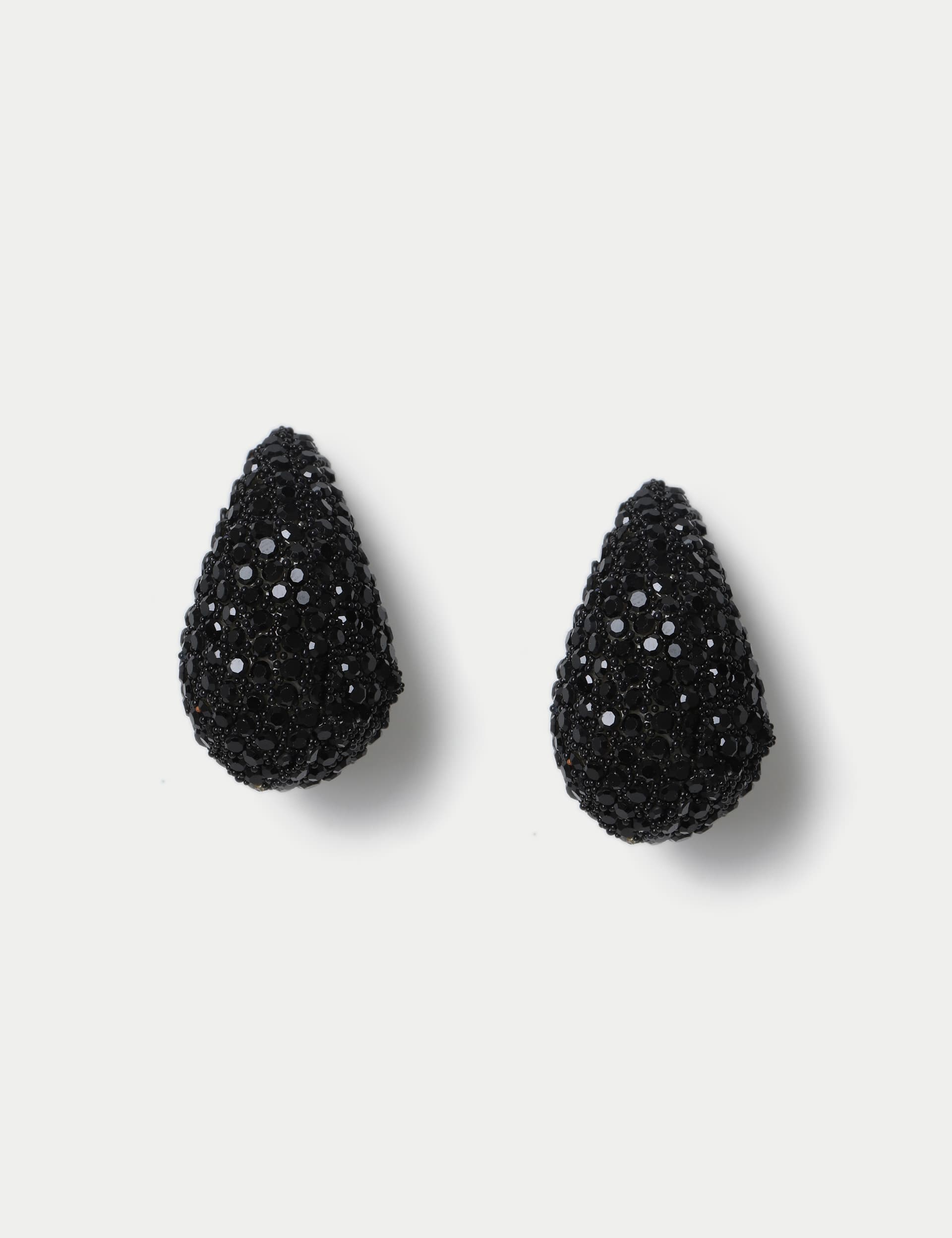 M&S Women's Black Tear Drop Earing, Black