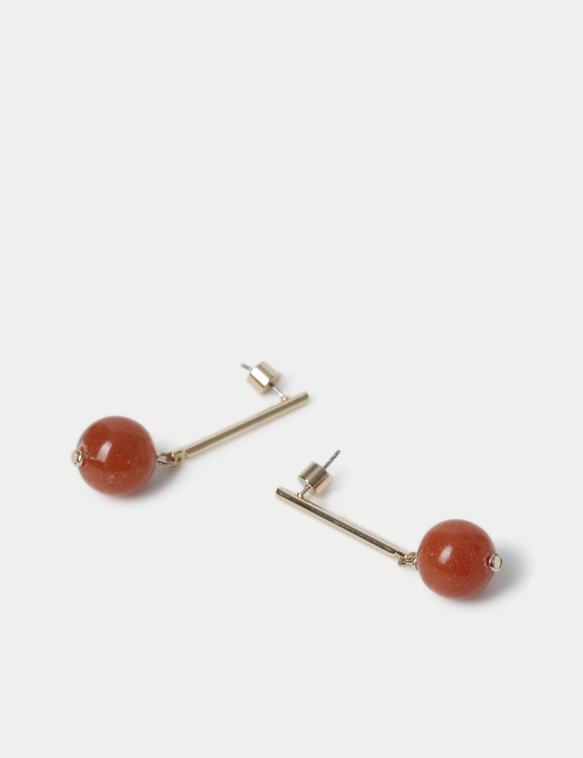 M&S Collection Women's Stick and Ball Drop Earrings - Red, Red