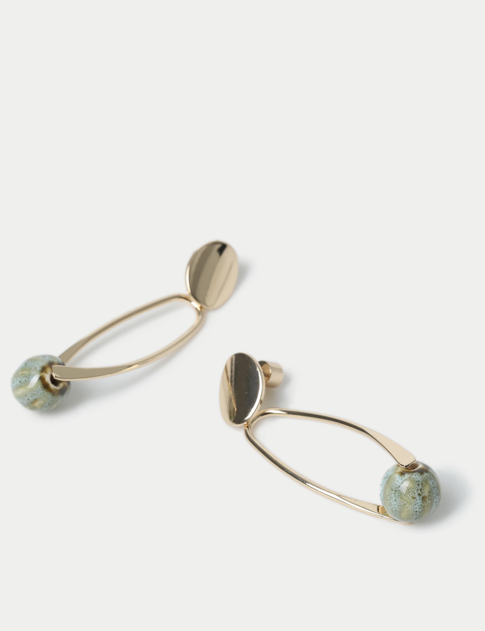 M&S Collection Women's Gold Tone Elongated Ball Drop Earrings, Gold