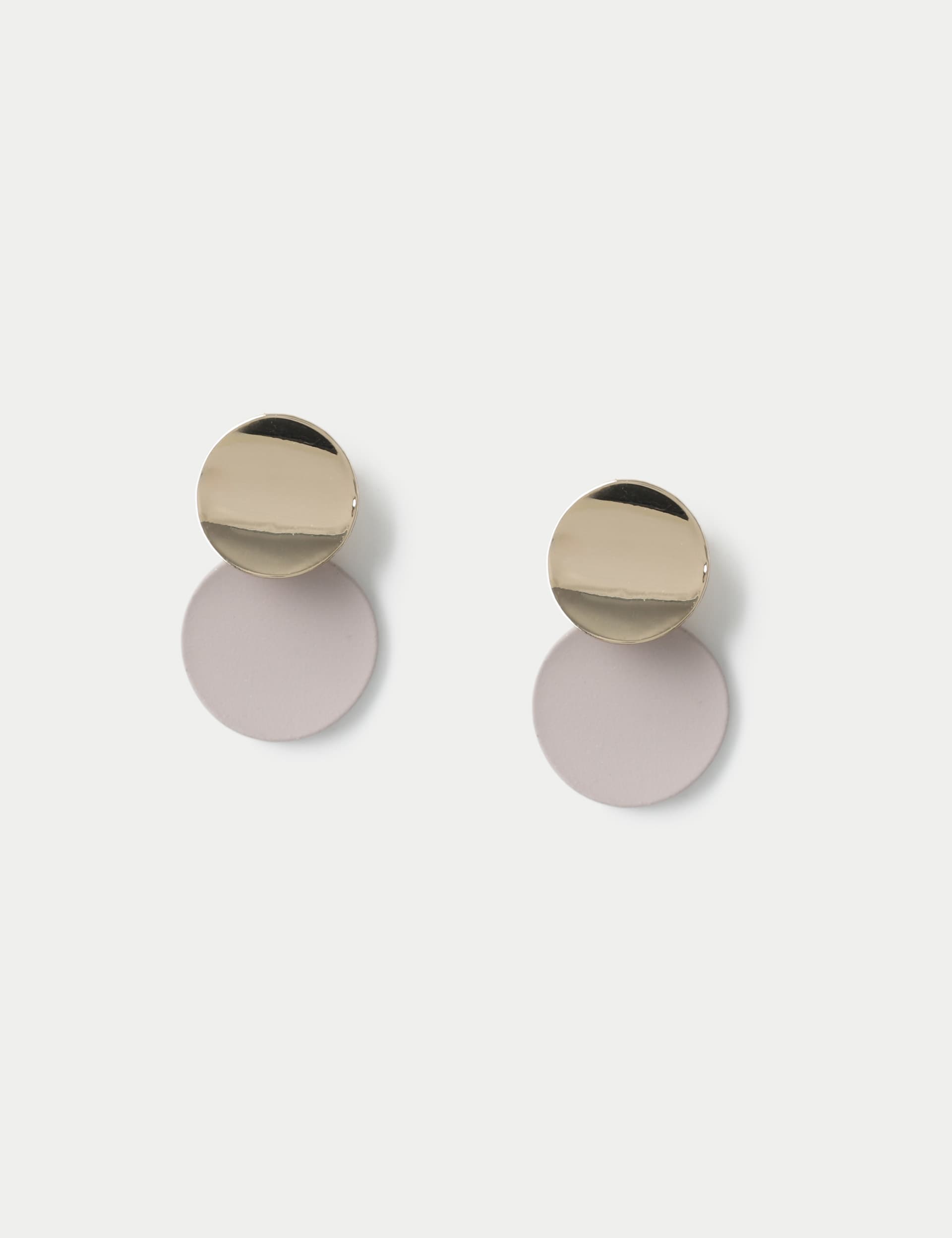 M&S Collection Women's Powder Coat Circle Disc Drop Earrings - Nude, Nude