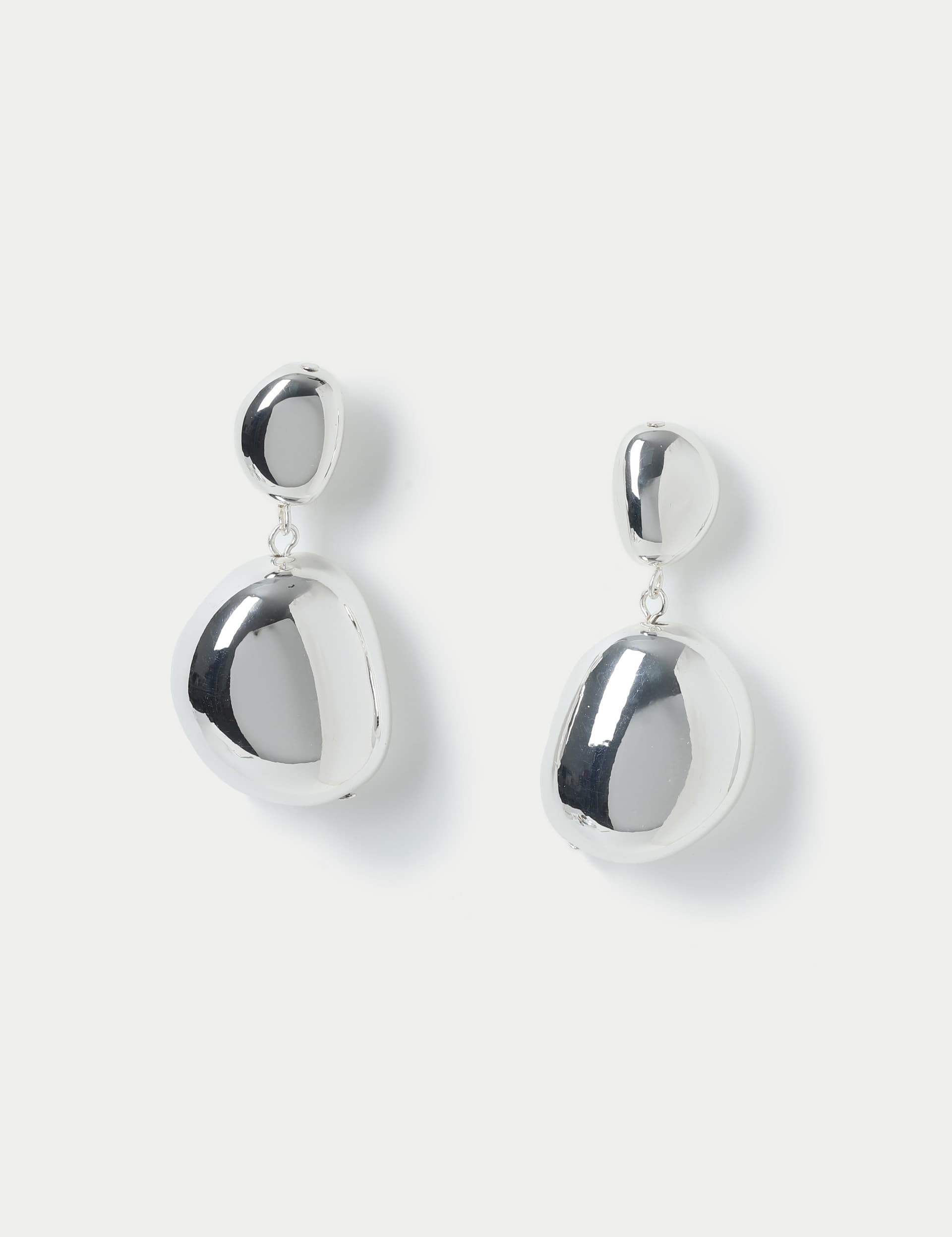 M&S Collection Women's Silver Tone Pebble Drop Earrings, Silver