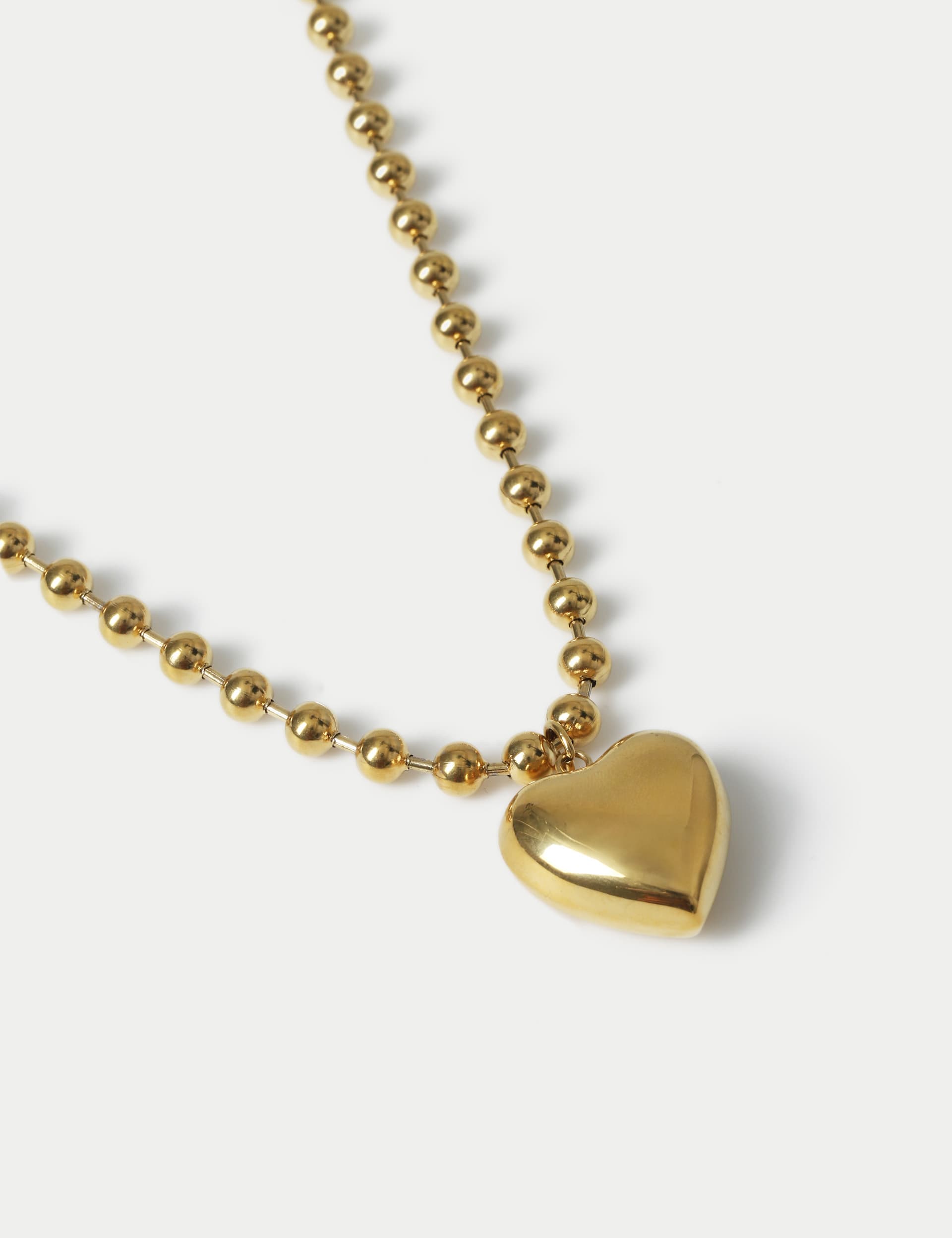 M&S Collection Women's 14ct Gold Plated Puff Heart Sphere Necklace, Gold