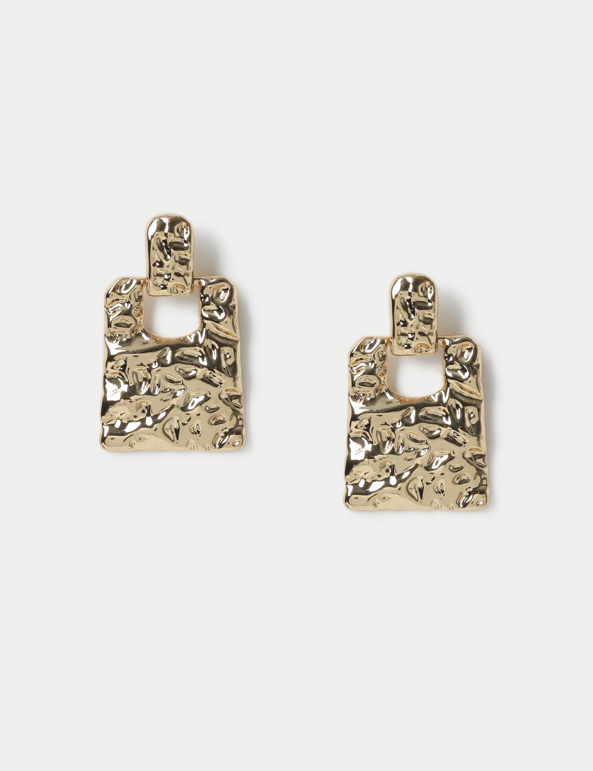 M&S Collection Women's Rectangular Textured Drop Earrings - Gold, Gold