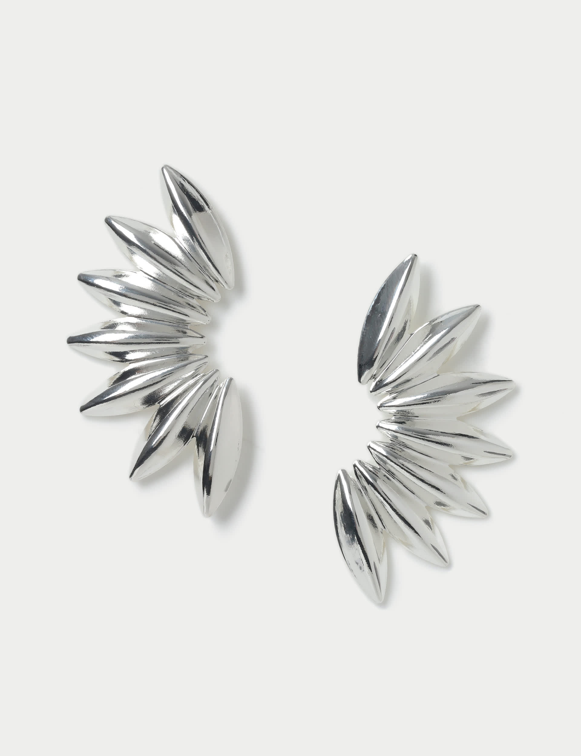 M&S Collection Women's Half Petal Earrings - Silver, Silver