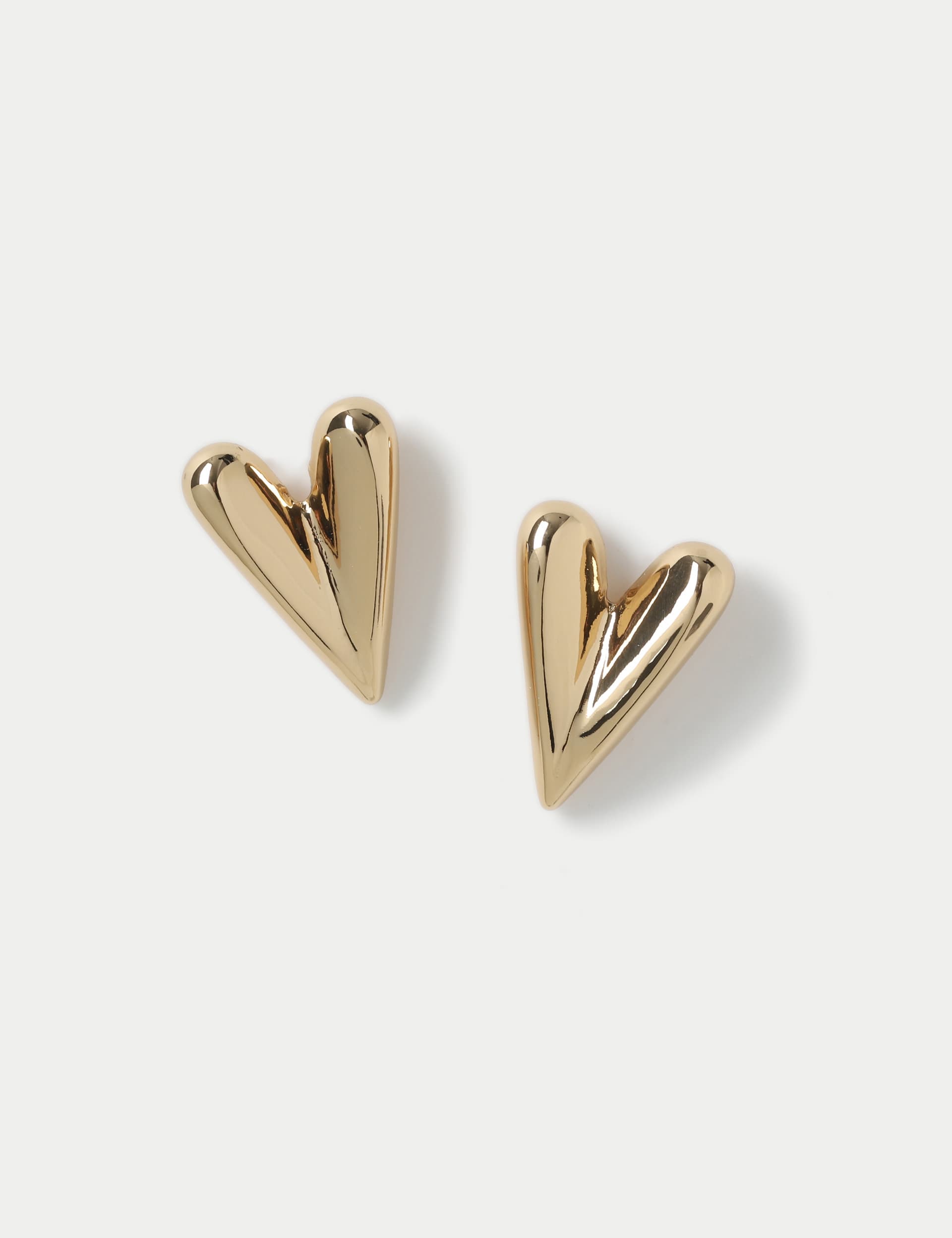 M&S Collection Women's Elongated Heart Stud Earrings - Gold, Gold