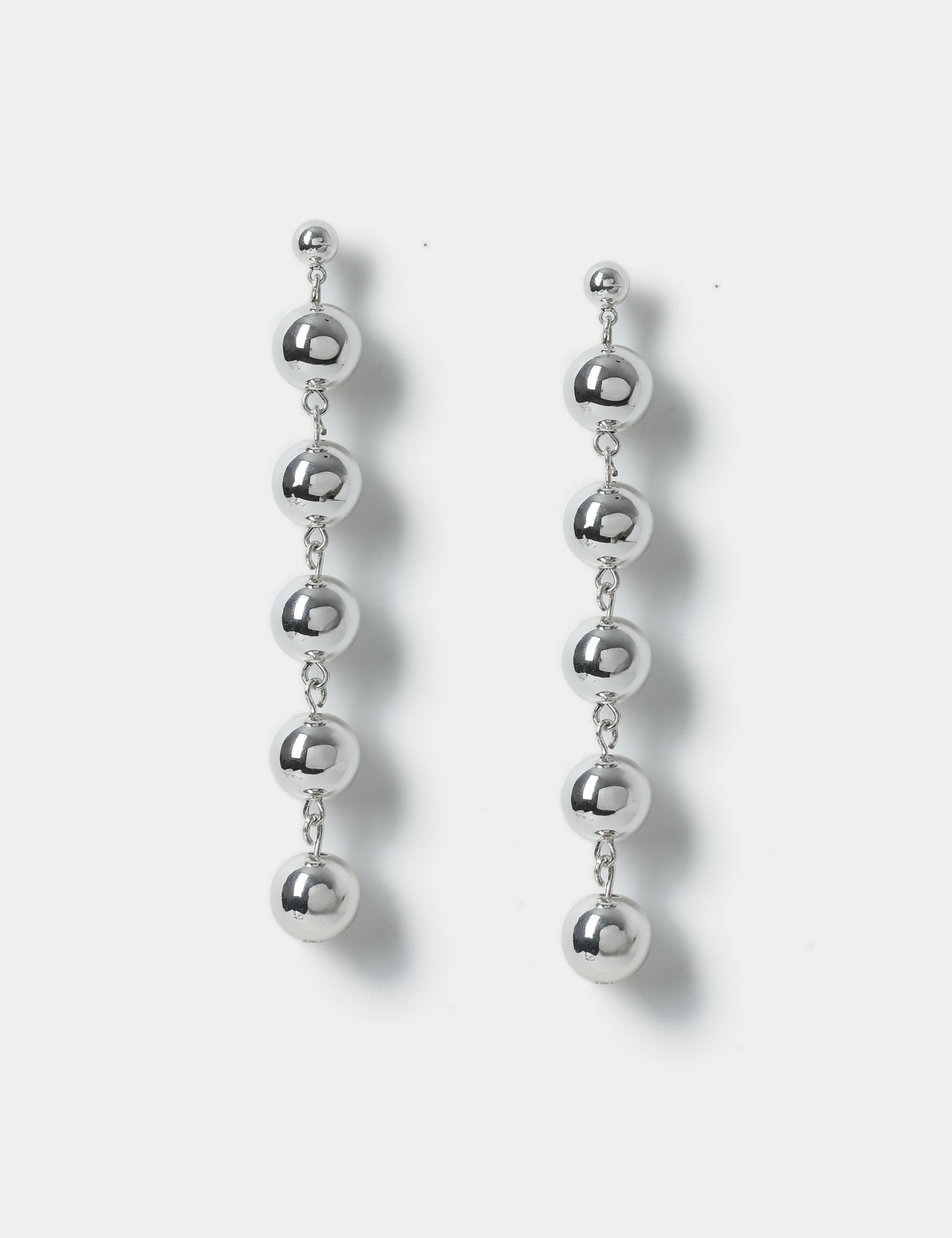 M&S Collection Women's Silver Tone Cascading Ball Drop Earrings, Silver