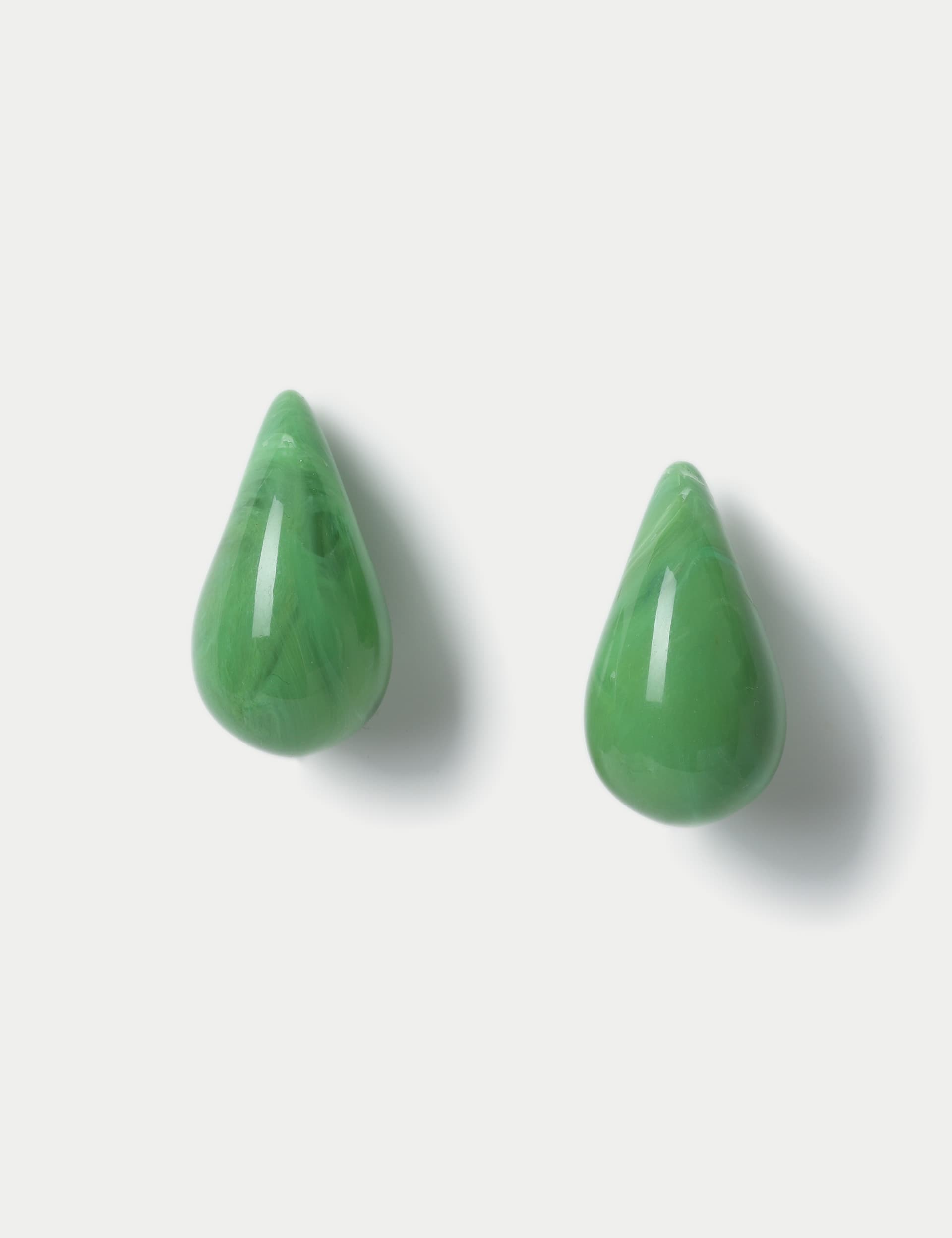 M&S Collection Women's Green Resin Tear Drop Earrings, Green