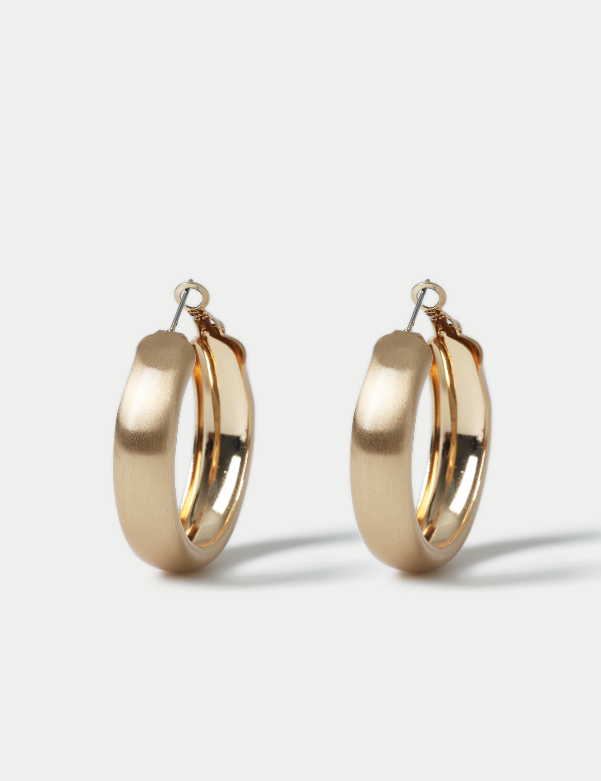 M&S Collection Women's Brushed Circle Hoop Earrings - Gold, Gold