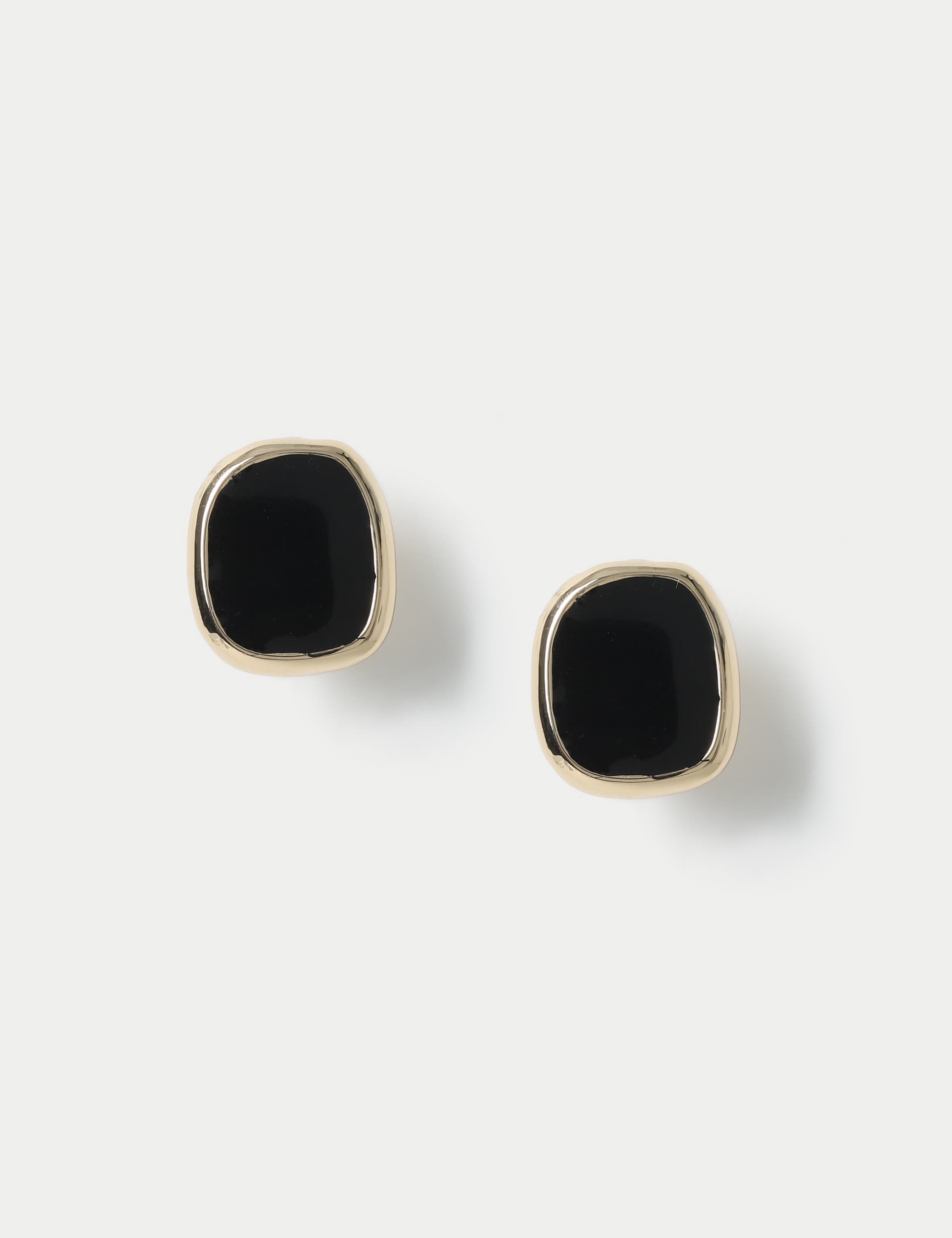 M&S Collection Women's Black Enamel Stud Earrings, Black