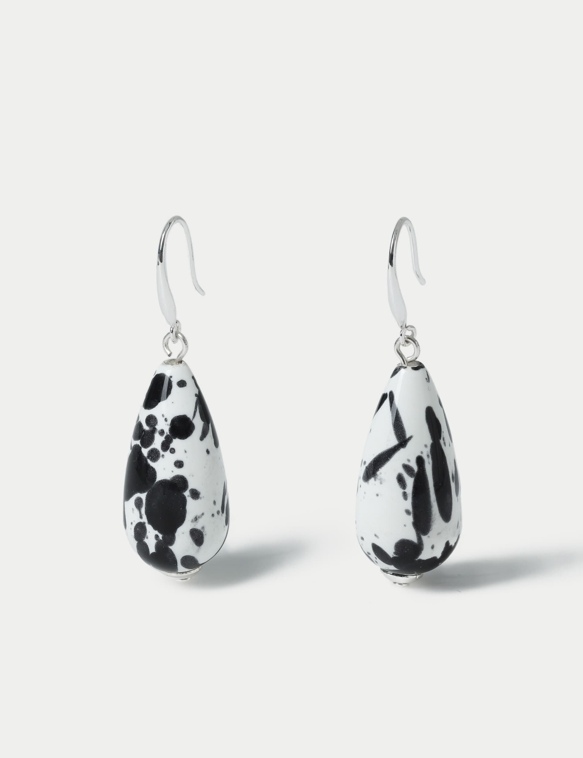 M&S Collection Women's Multi Effect Pebble Ball Drop Earrings - Black Mix, Black Mix