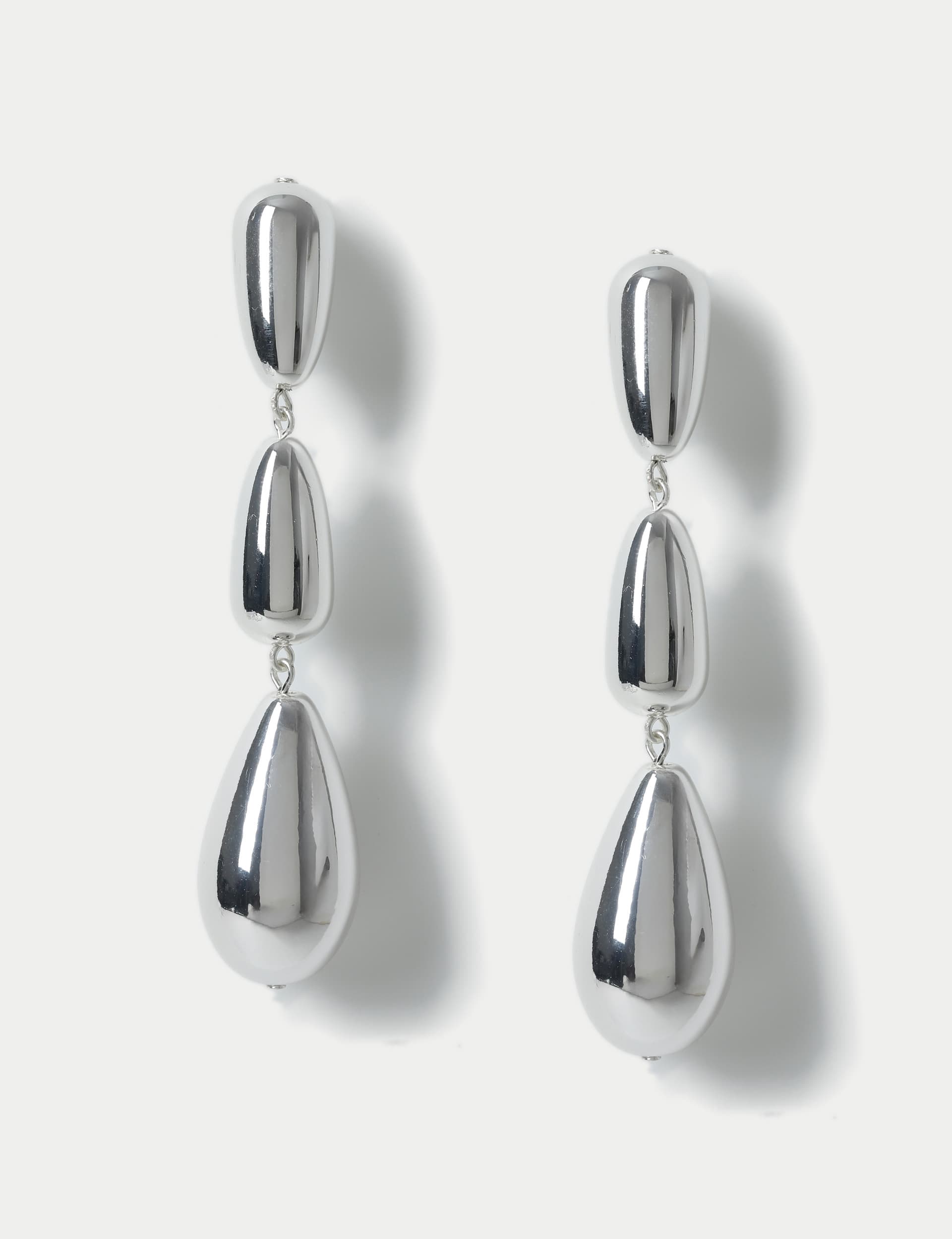 M&S Collection Women's Silver Tone Three Tier Drop Earrings, Silver