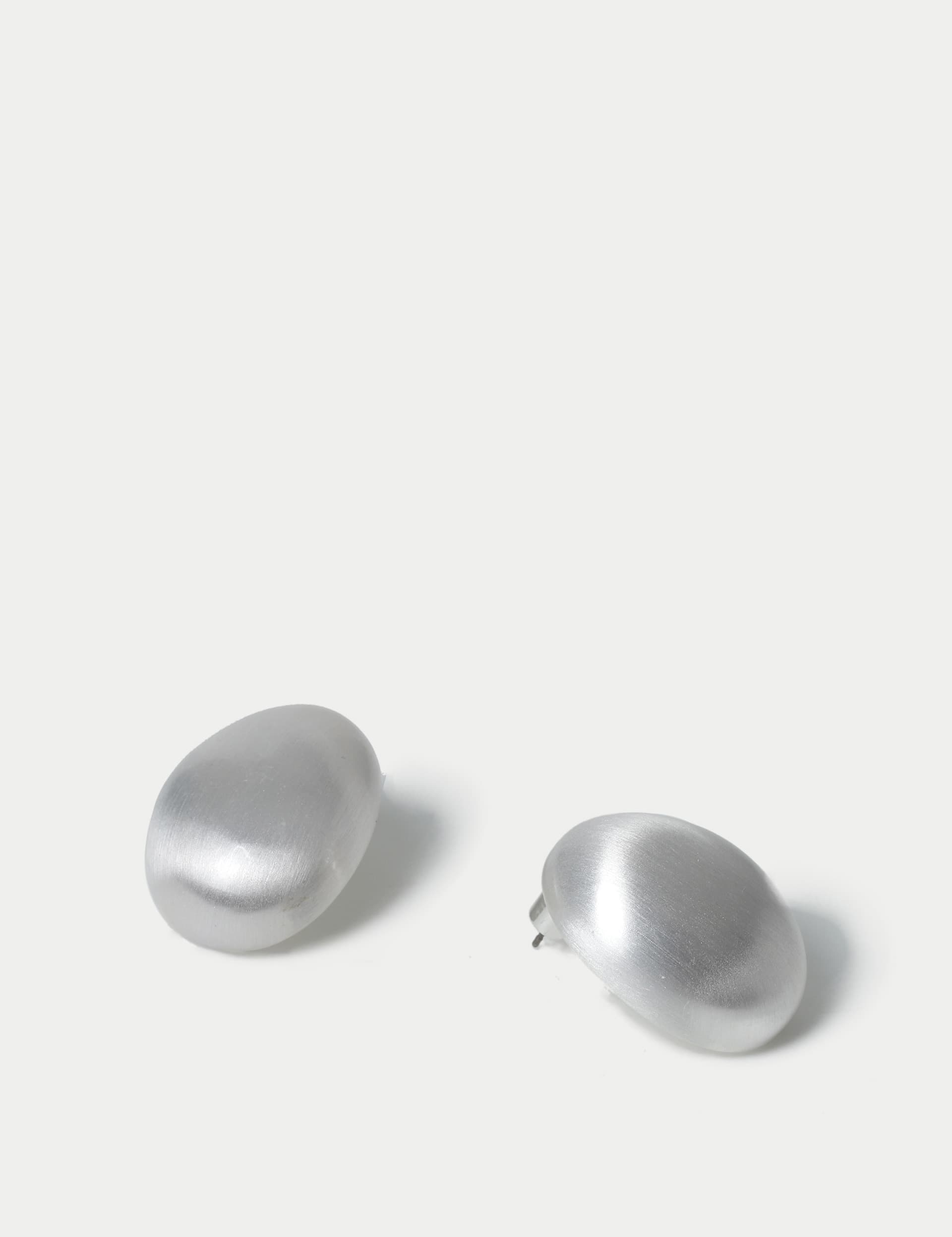 M&S Collection Women's Oval Brushed Stud Earrings - Silver, Silver