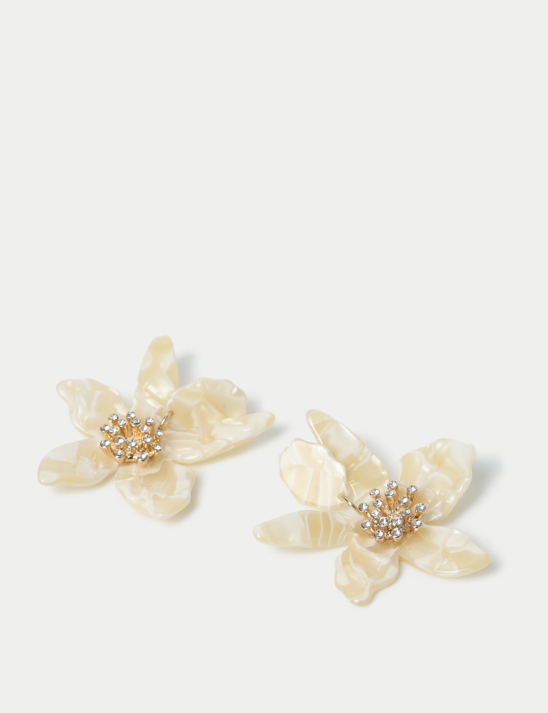 M&S Collection Women's Cream Mix Floral Drop Earrings, Cream