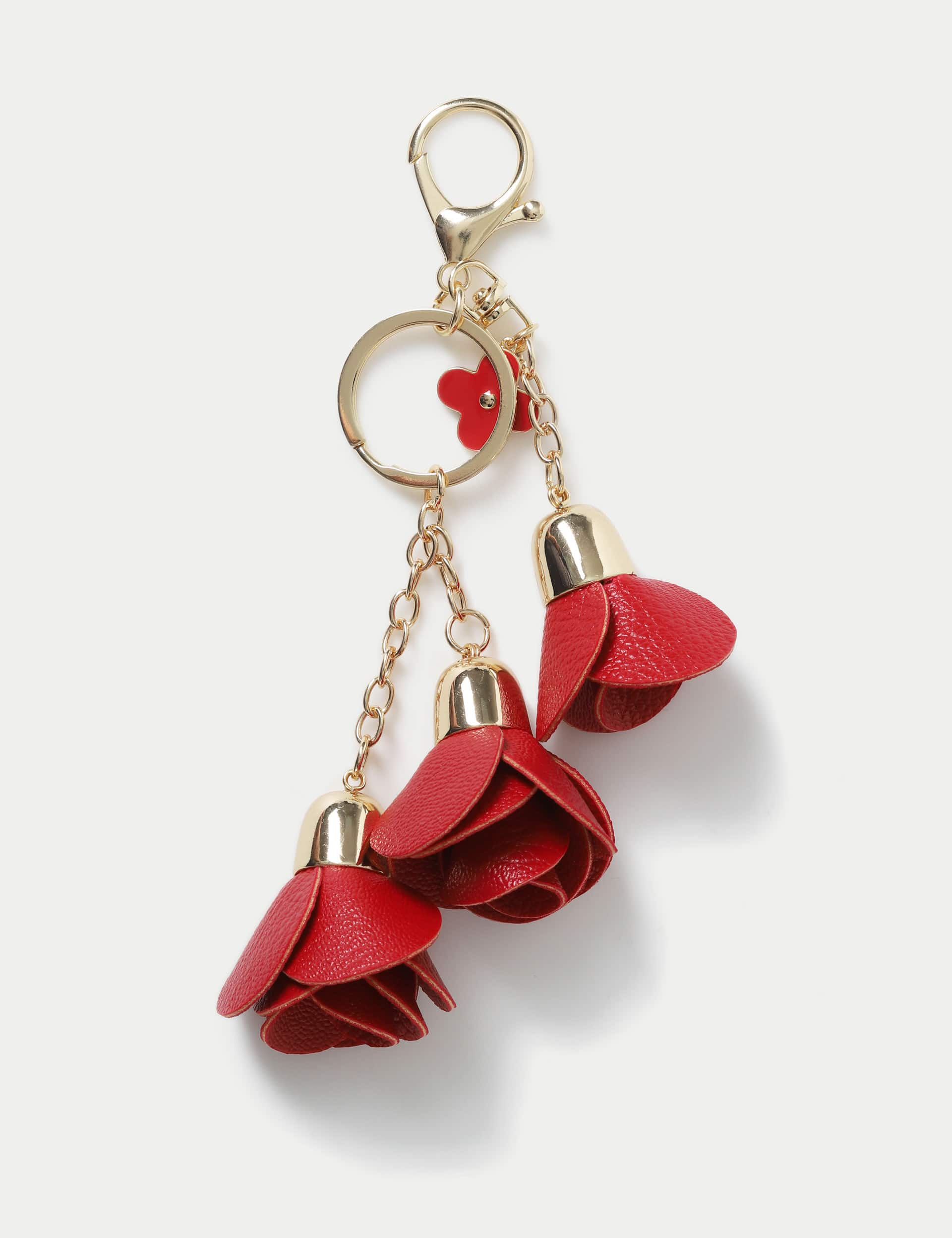 M&S Women's Red Rose Trio Bag Charm, Red,Nude