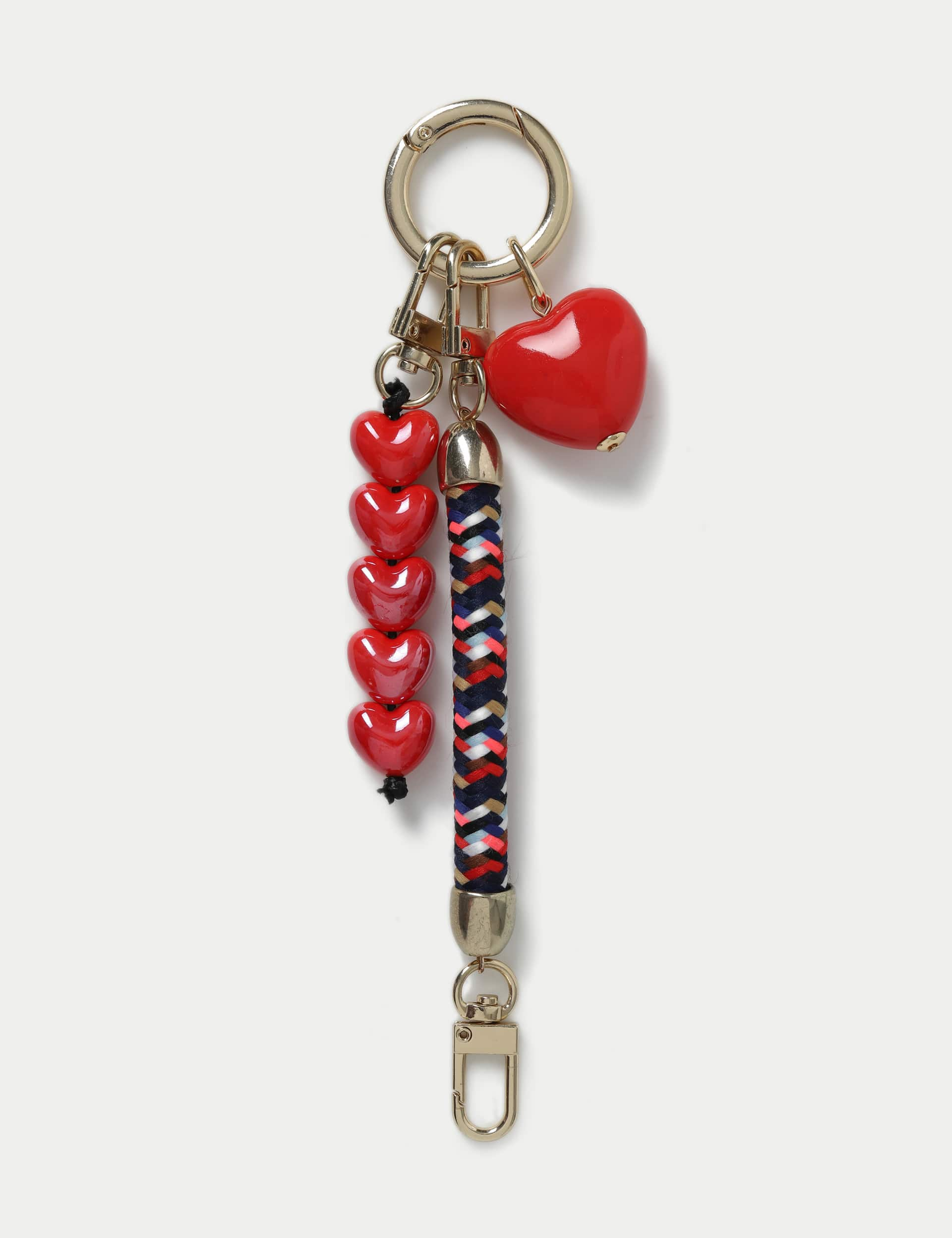 M&S Women's Multi Heart Cord Bag Charm - Red, Red