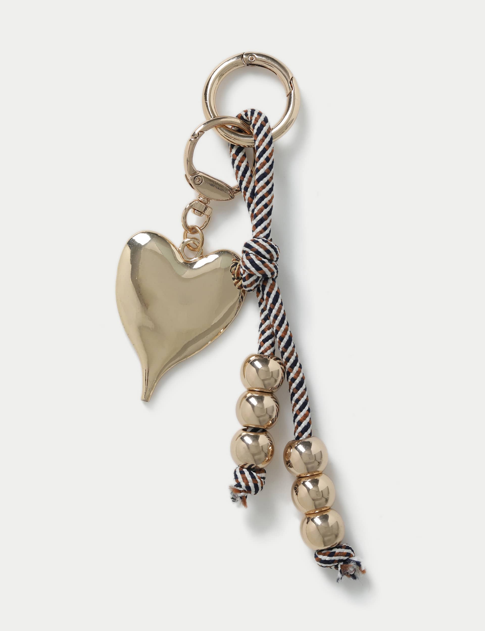 M&S Women's Heart Multichord Bag Charm - Gold, Gold