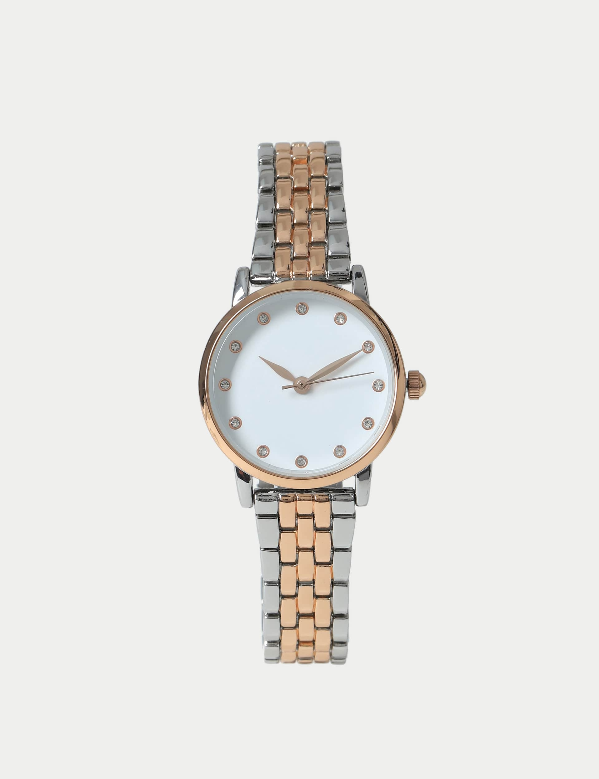 M&S Collection Women's Mixed Metal Link Watch, Metal