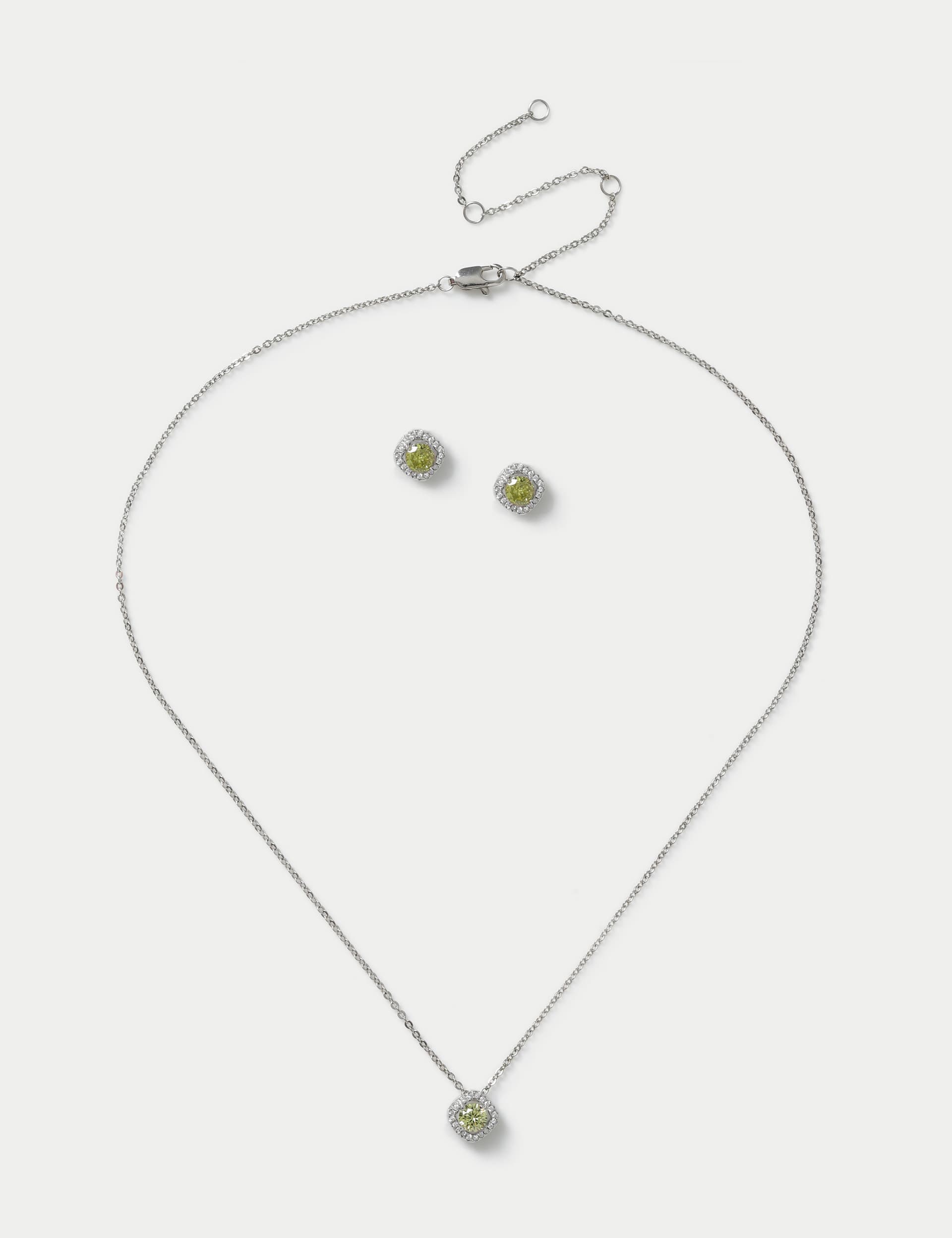 M&S Collection Women's Platinum Plated June Birthstone Earring and Necklace Set - Yellow, Yellow