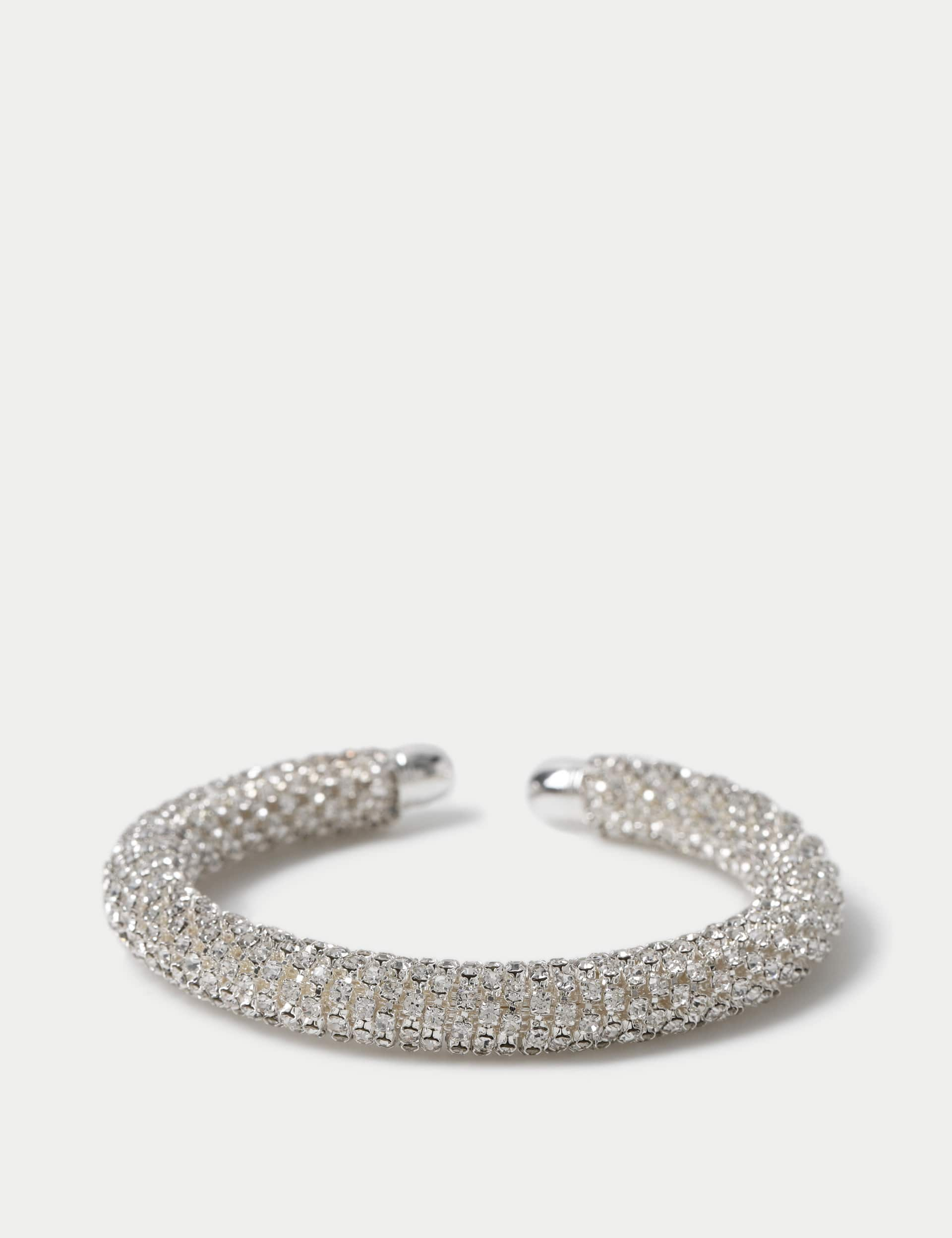 M&S Women's Silver Tone Cup Chain Bangle, Silver