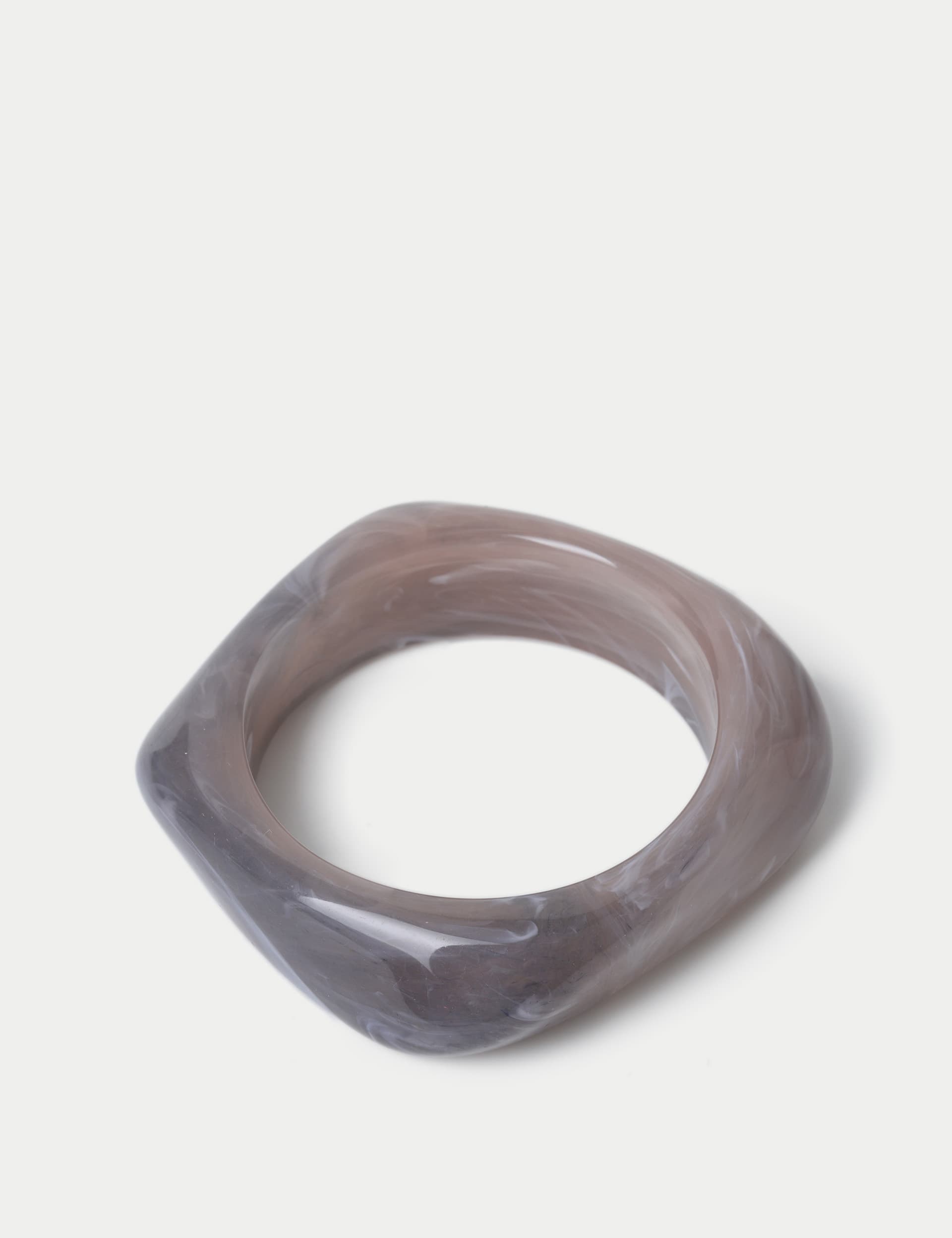 M&S Women's Grey Marbled Resin Bangle  Grey