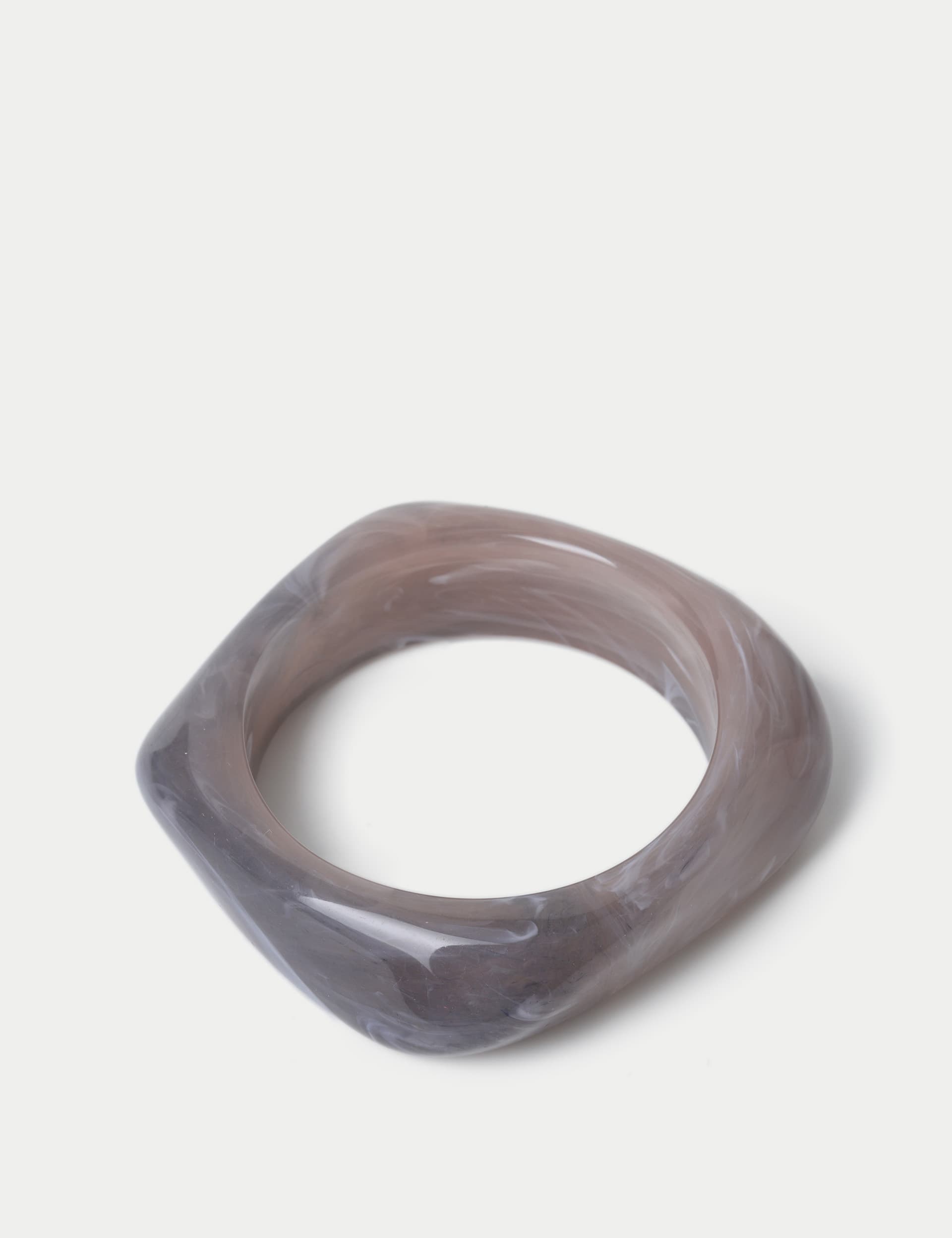 M&S Women's Grey Marbled Resin Bangle, Grey