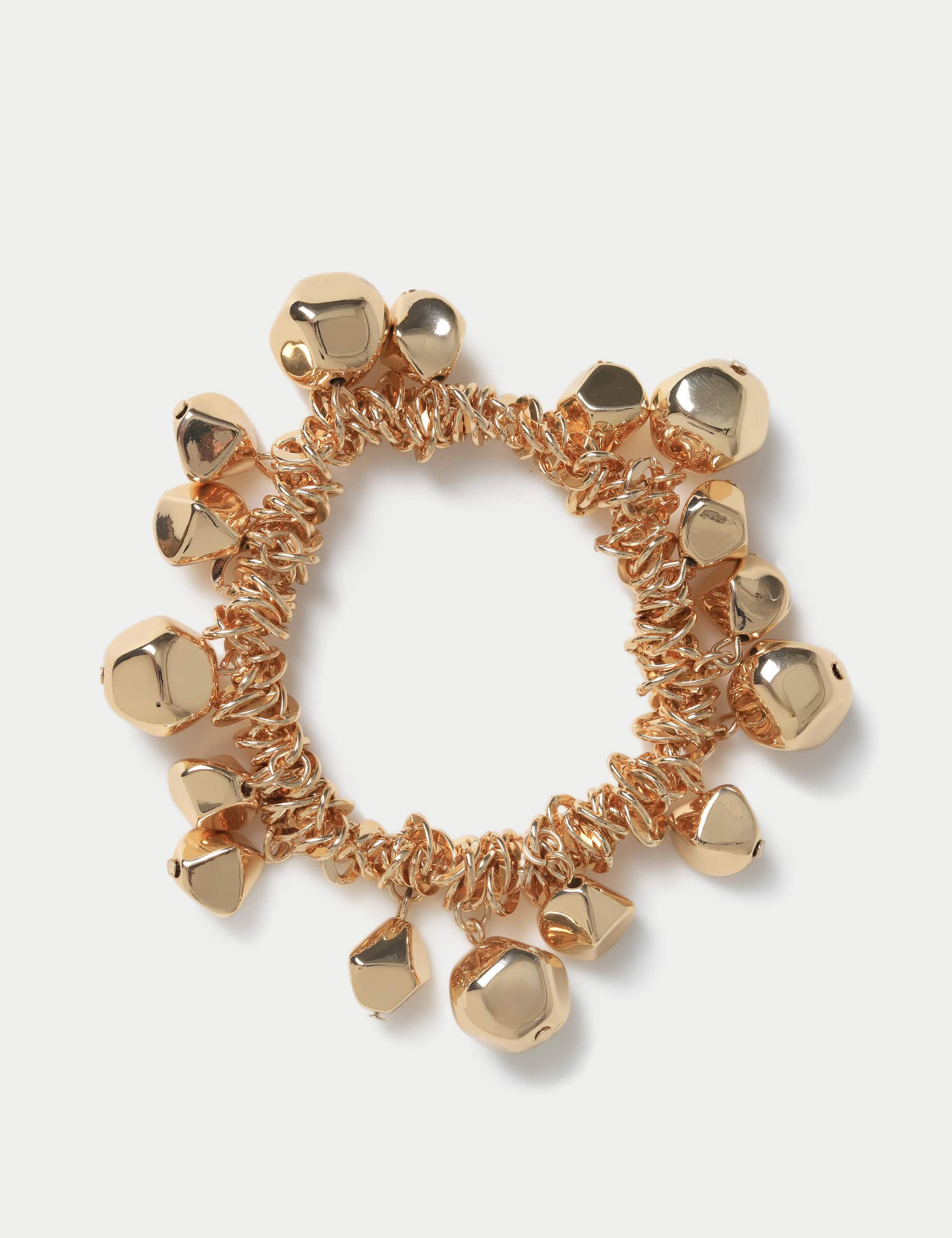 M&S Women's Gold Tone Nugget Stretch Bracelet, Gold