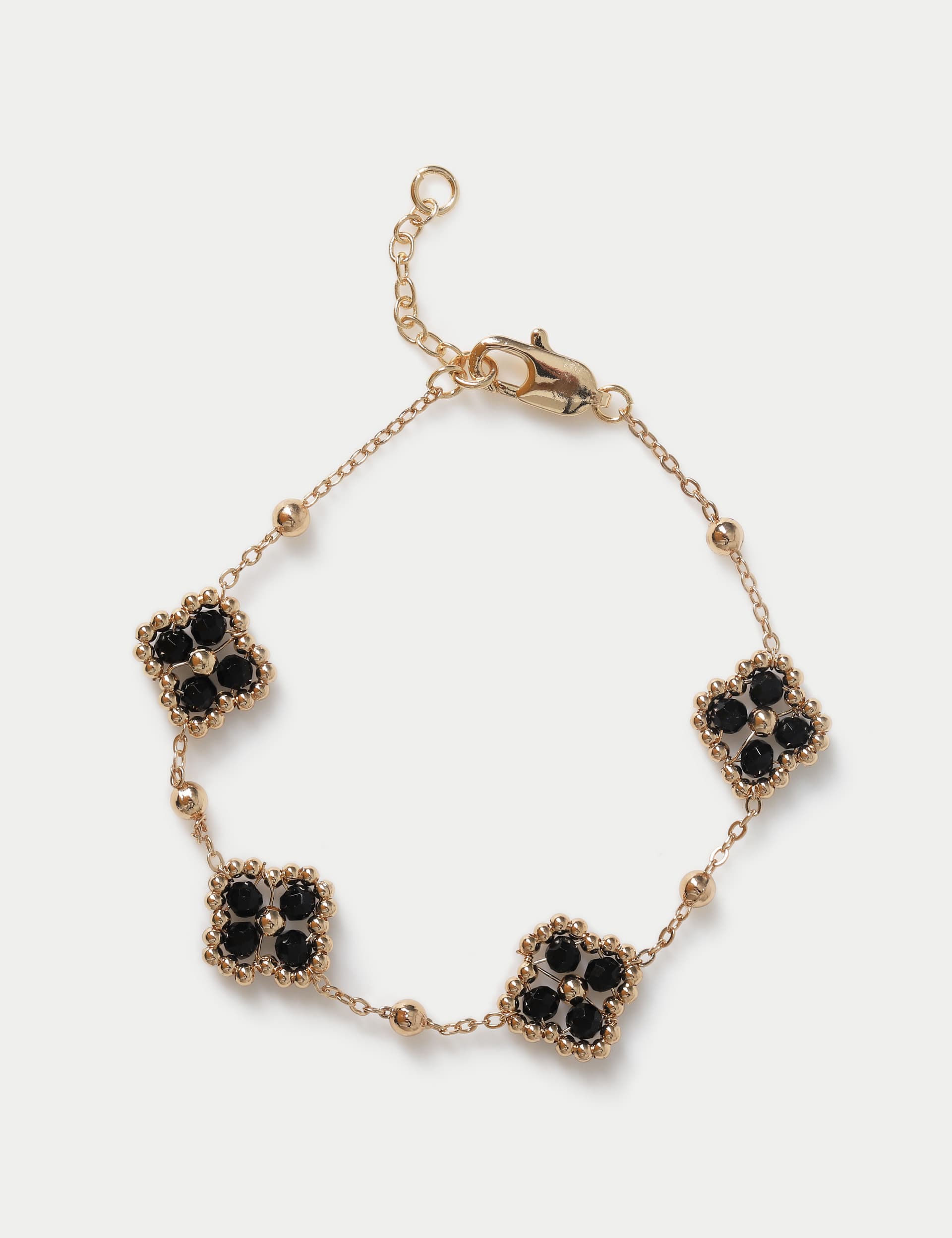 Per Una Women's Black Clover Beaded Wristwear - Gold, Gold