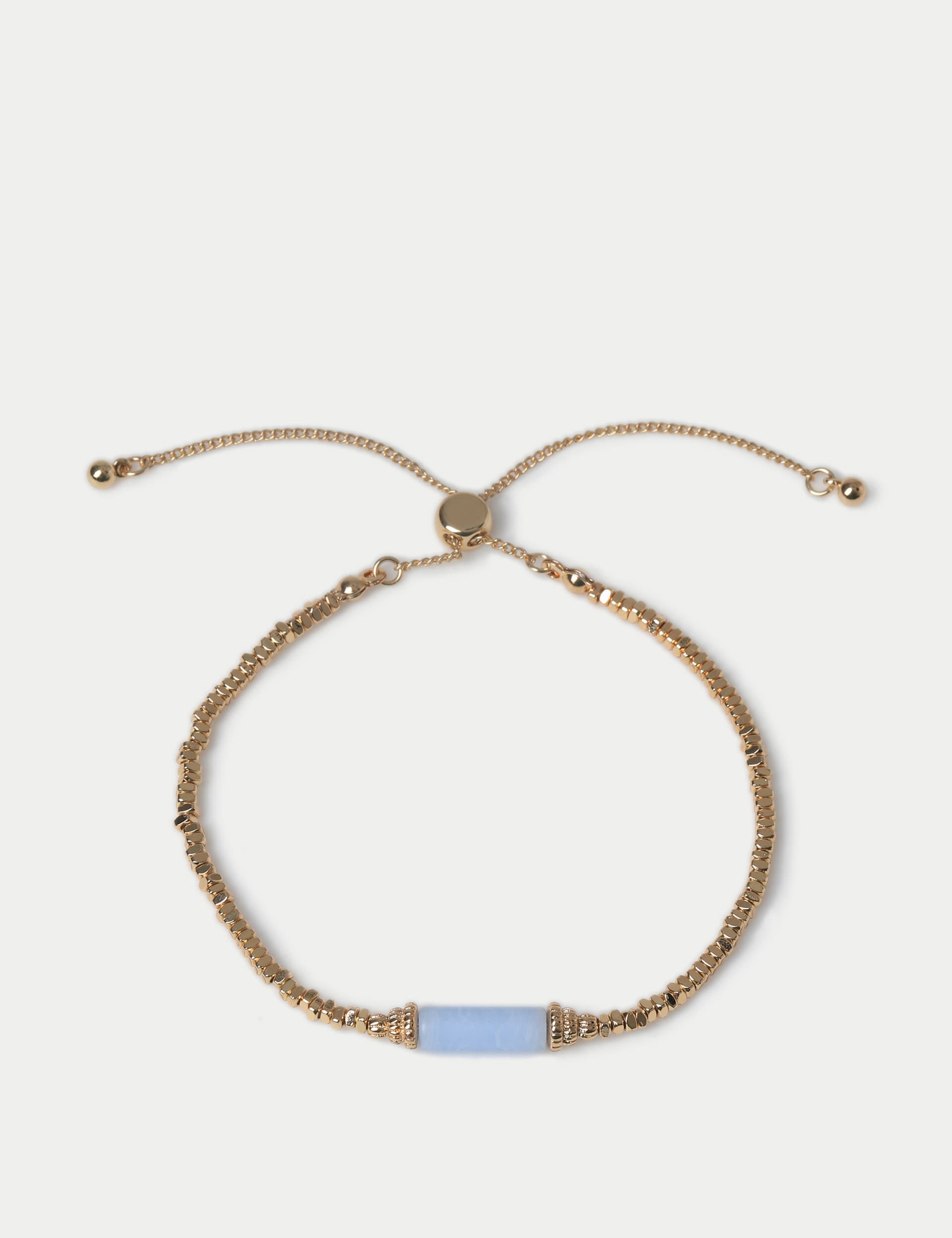 M&S Women's Gifting Blue Lace Agate Detail Wristwear - Gold, Gold