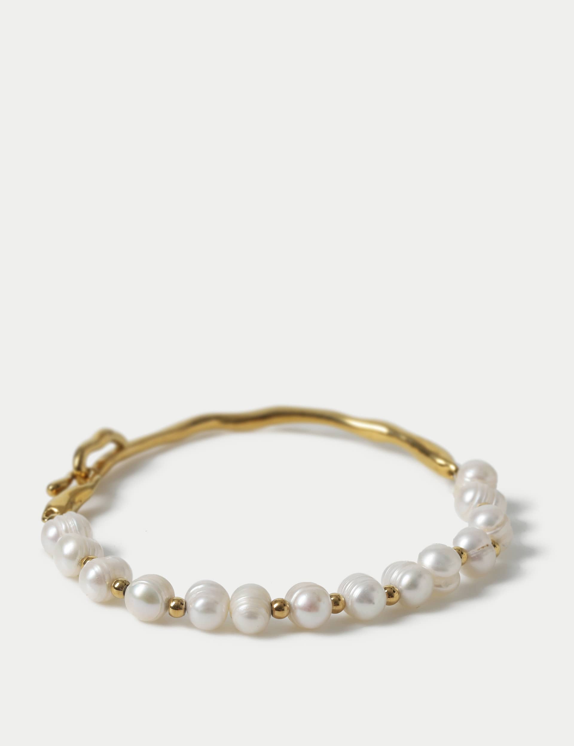 Autograph Women's Pearl and Gold Pebble Link Bracelet, Gold