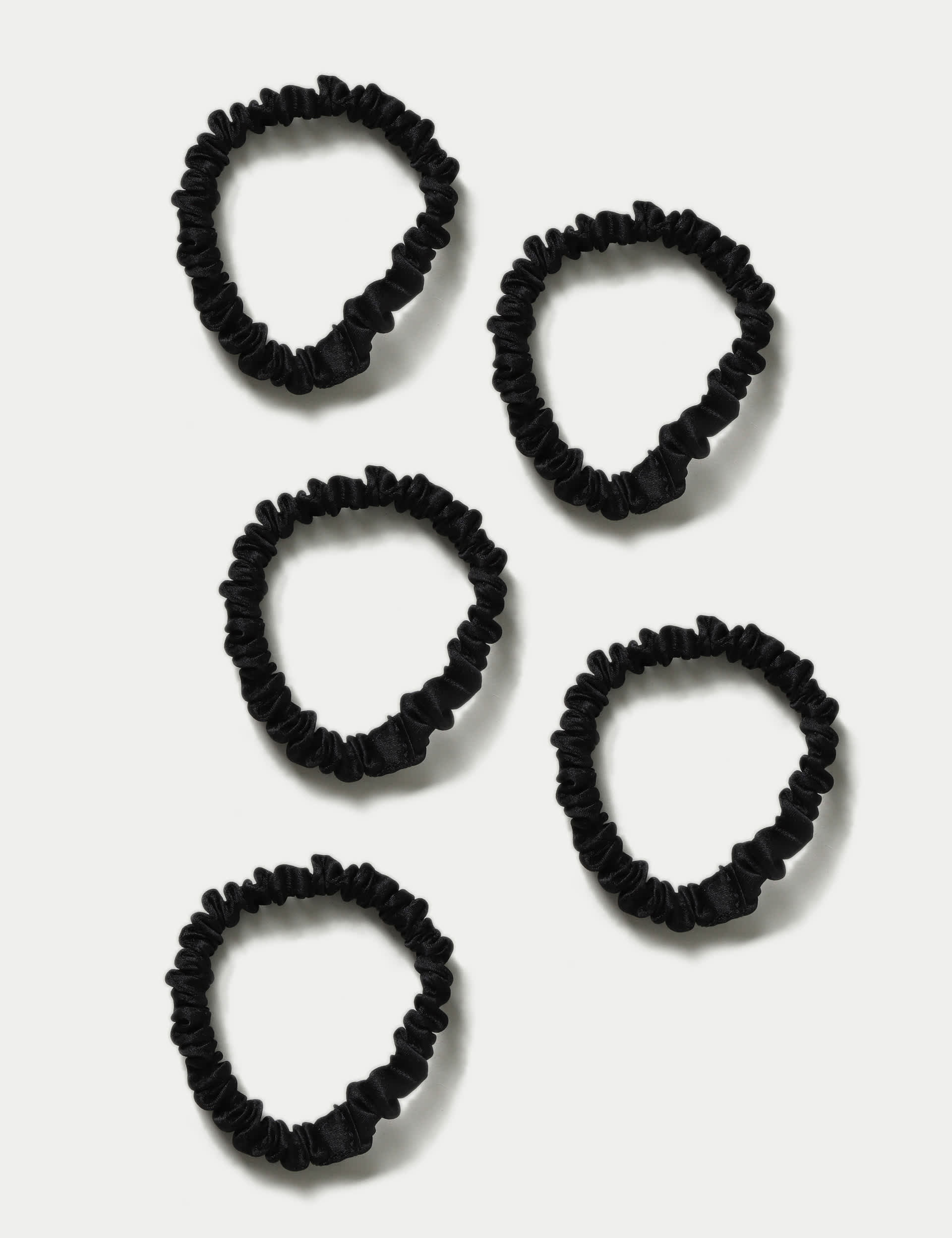 M&S Women's Satin Mini Scrunchies - Black, Black