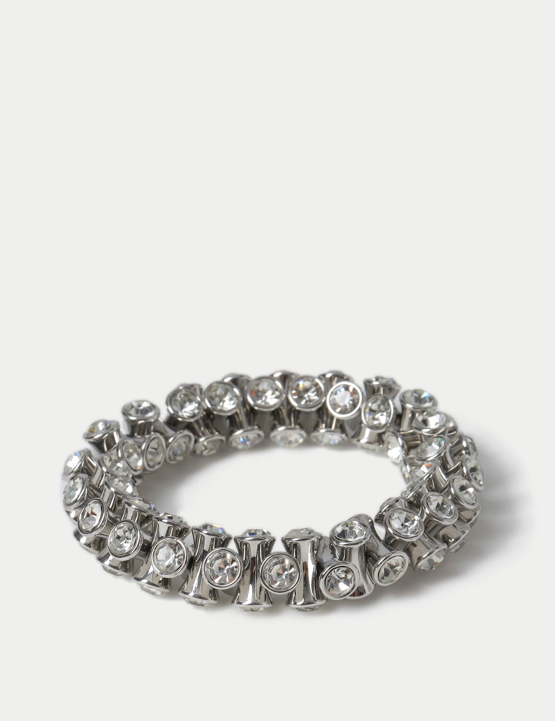 M&S Women's Rhinestone Bracelet - Silver, Silver