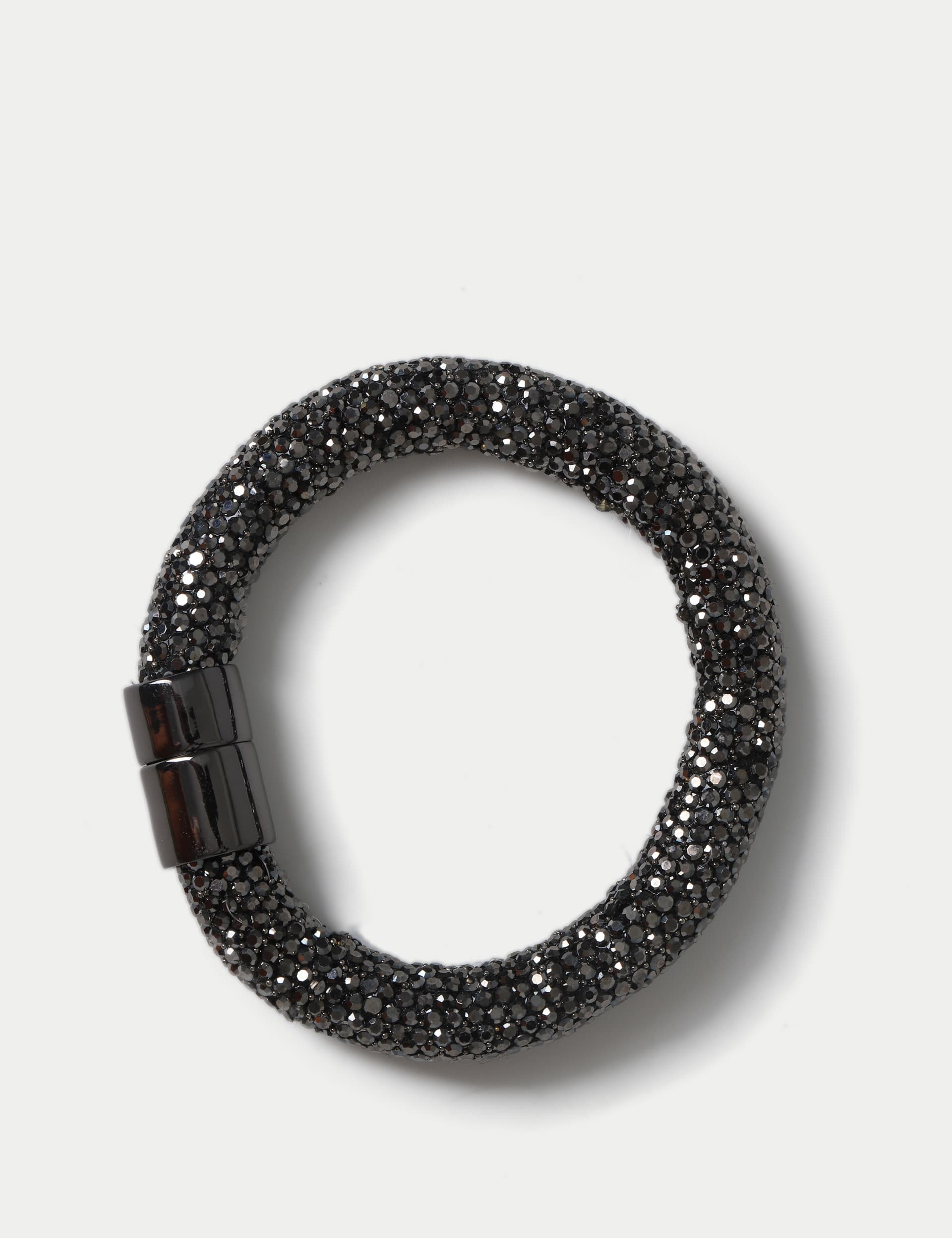 M&S Women's Black Pave Magnetic Tube Wristwear - Gunmetal, Gunmetal