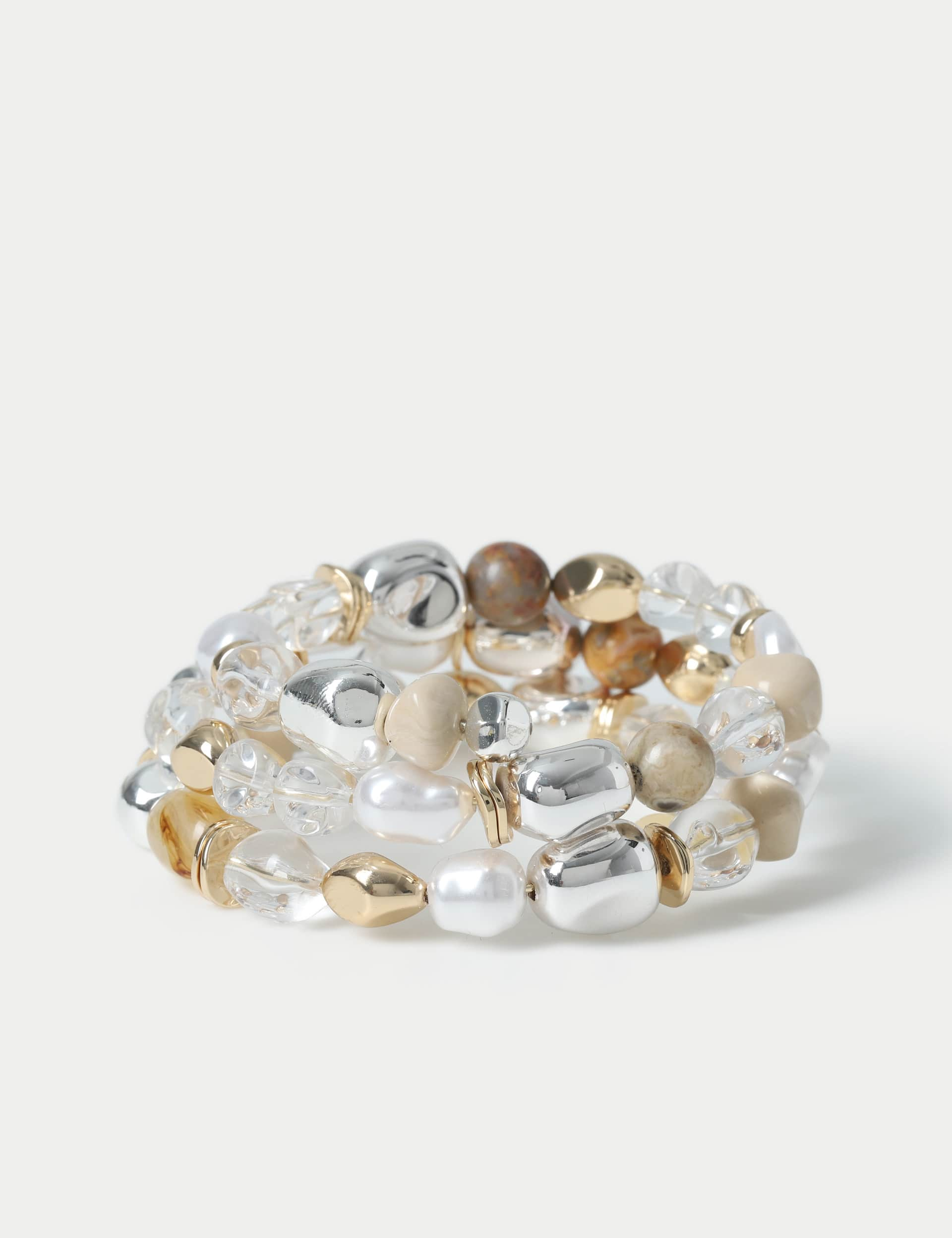 M&S Collection Women's Semi Precious and Clear Mixed Pebble Wristwear - Multi, Multi