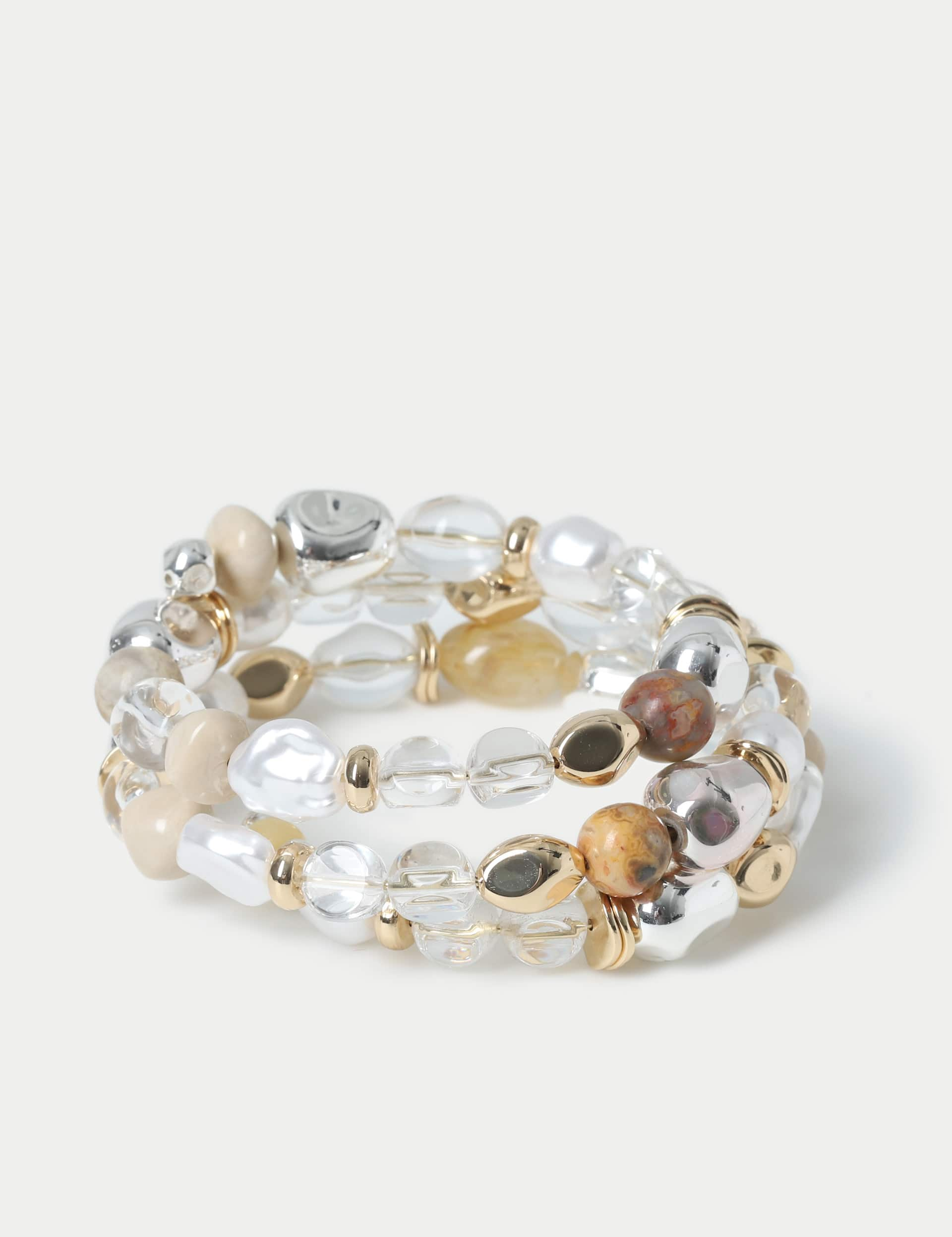 M&S Collection Women's Semi Precious and Clear Mixed Pebble Wristwear - Multi, Multi