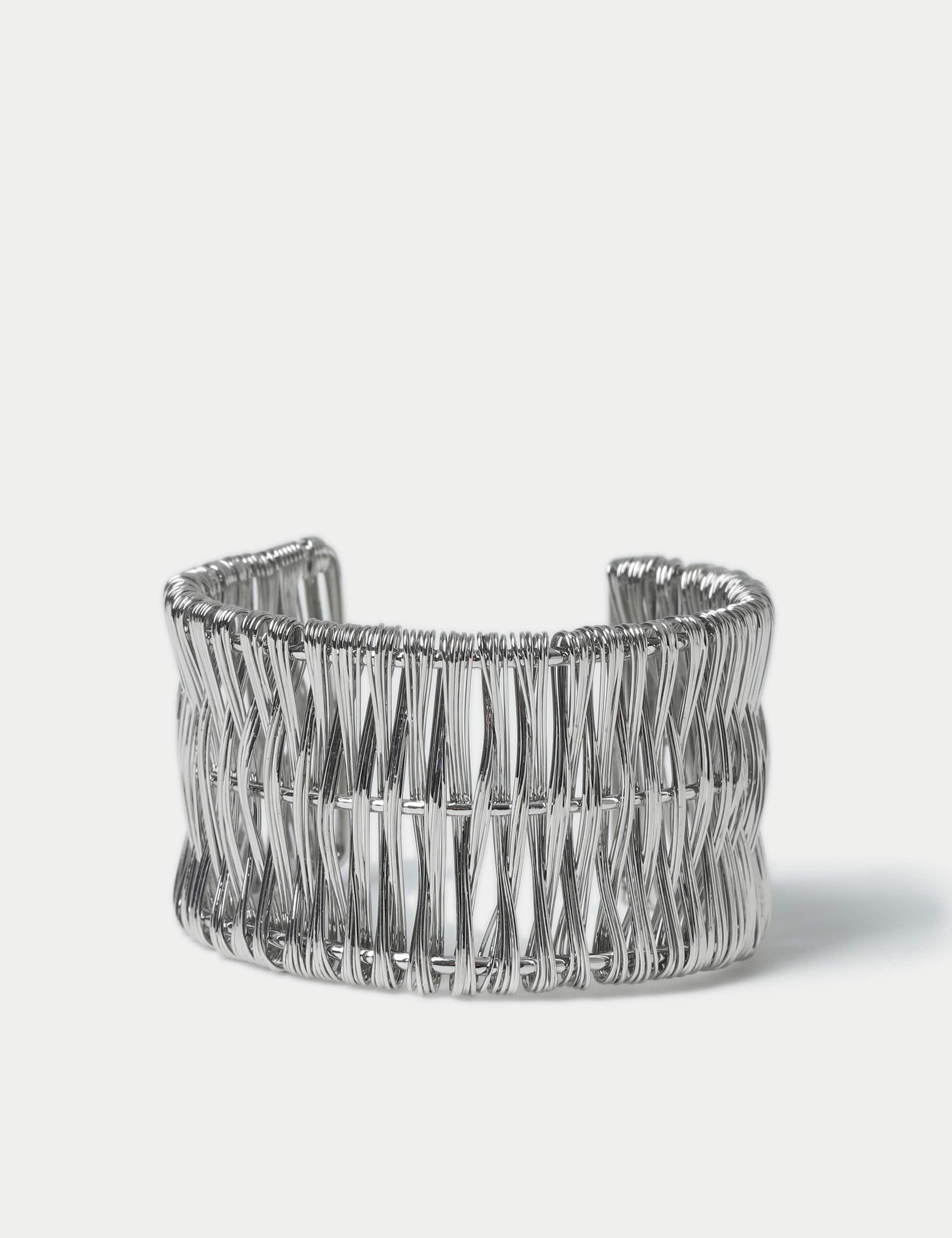 Per Una Women's Silver Tone Weave Cuff, Silver