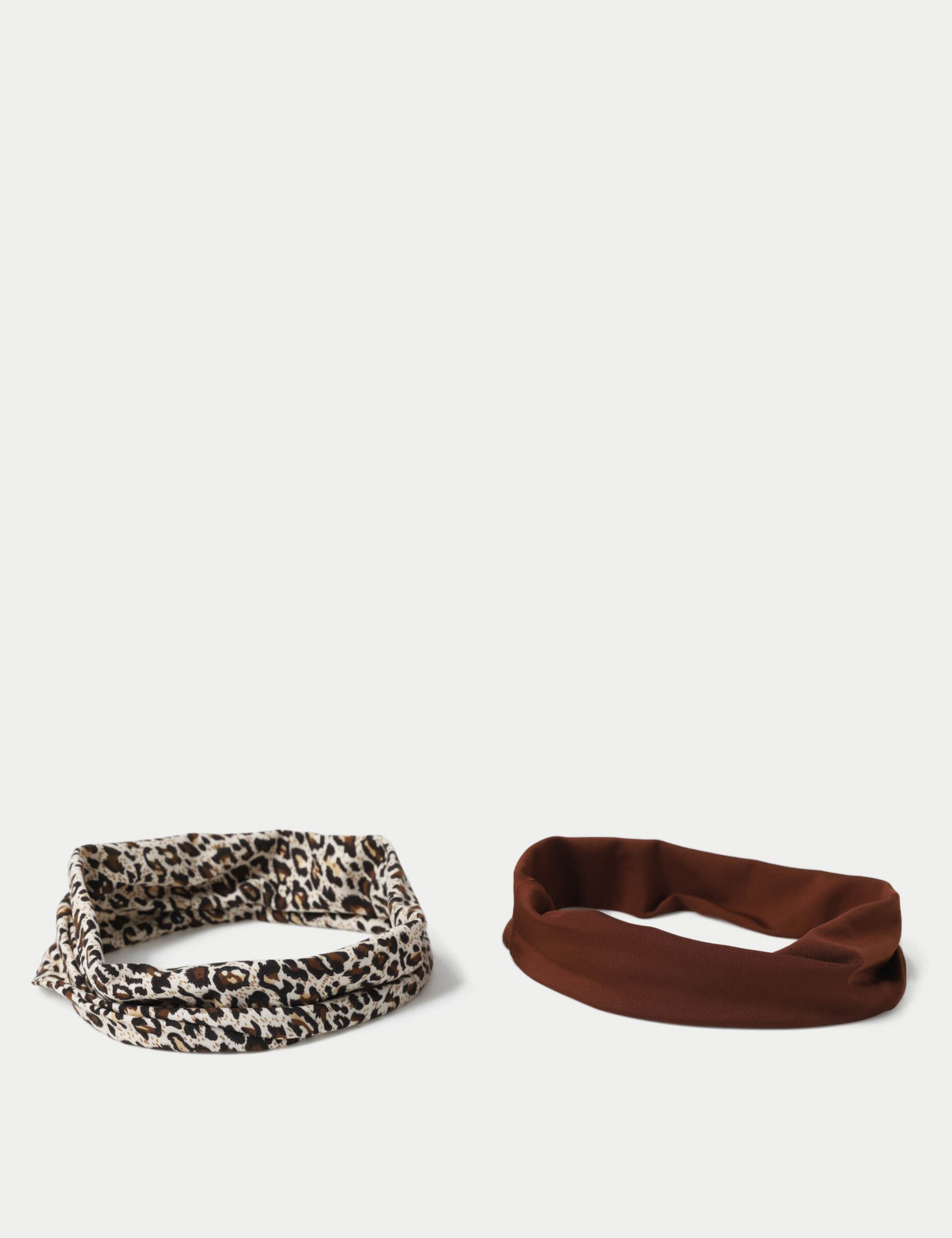 M&S Women's 2pack Leopard Print Brown Headband