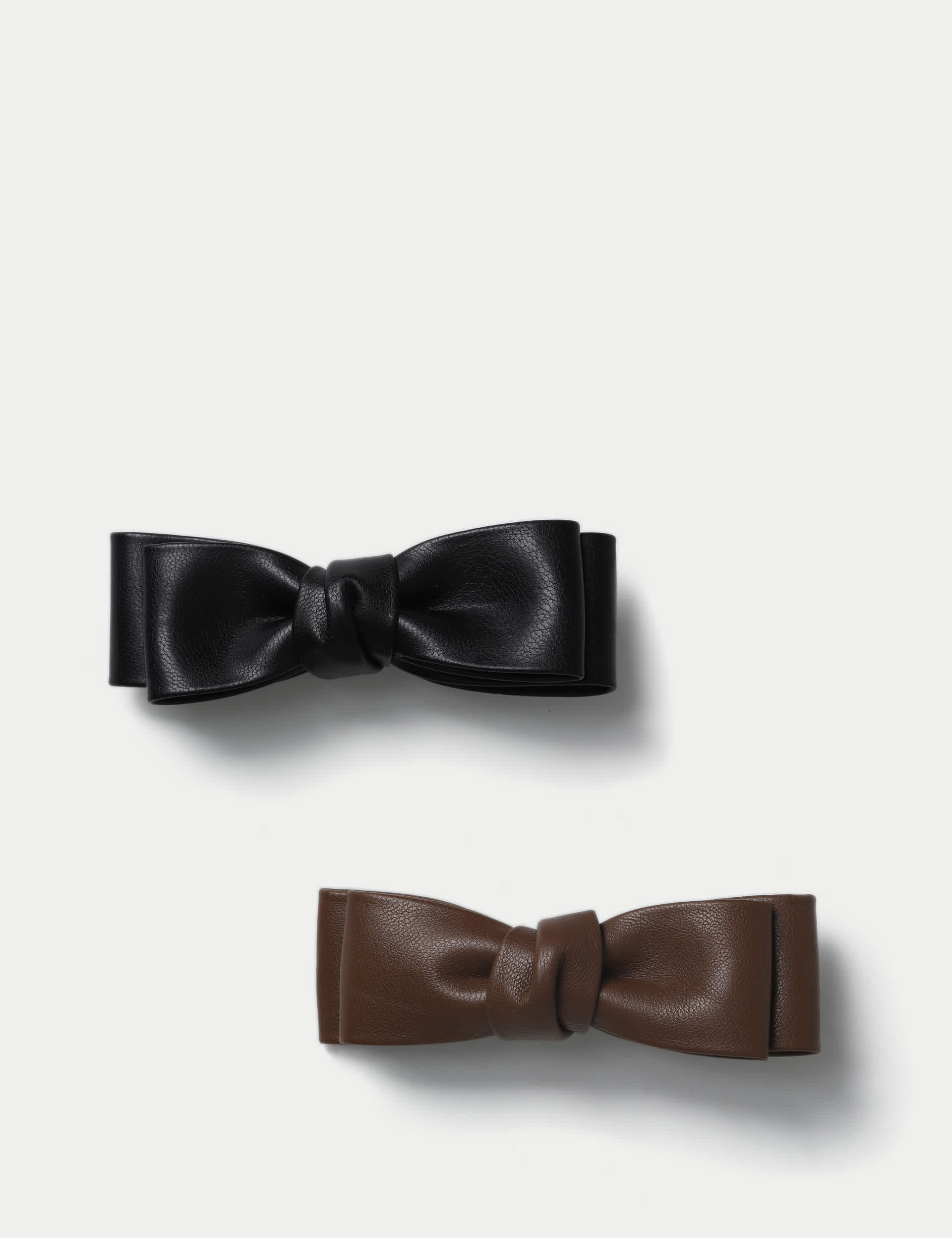 M&S Women's 2 Pack Faux Leather Bow Clips - Multi, Multi