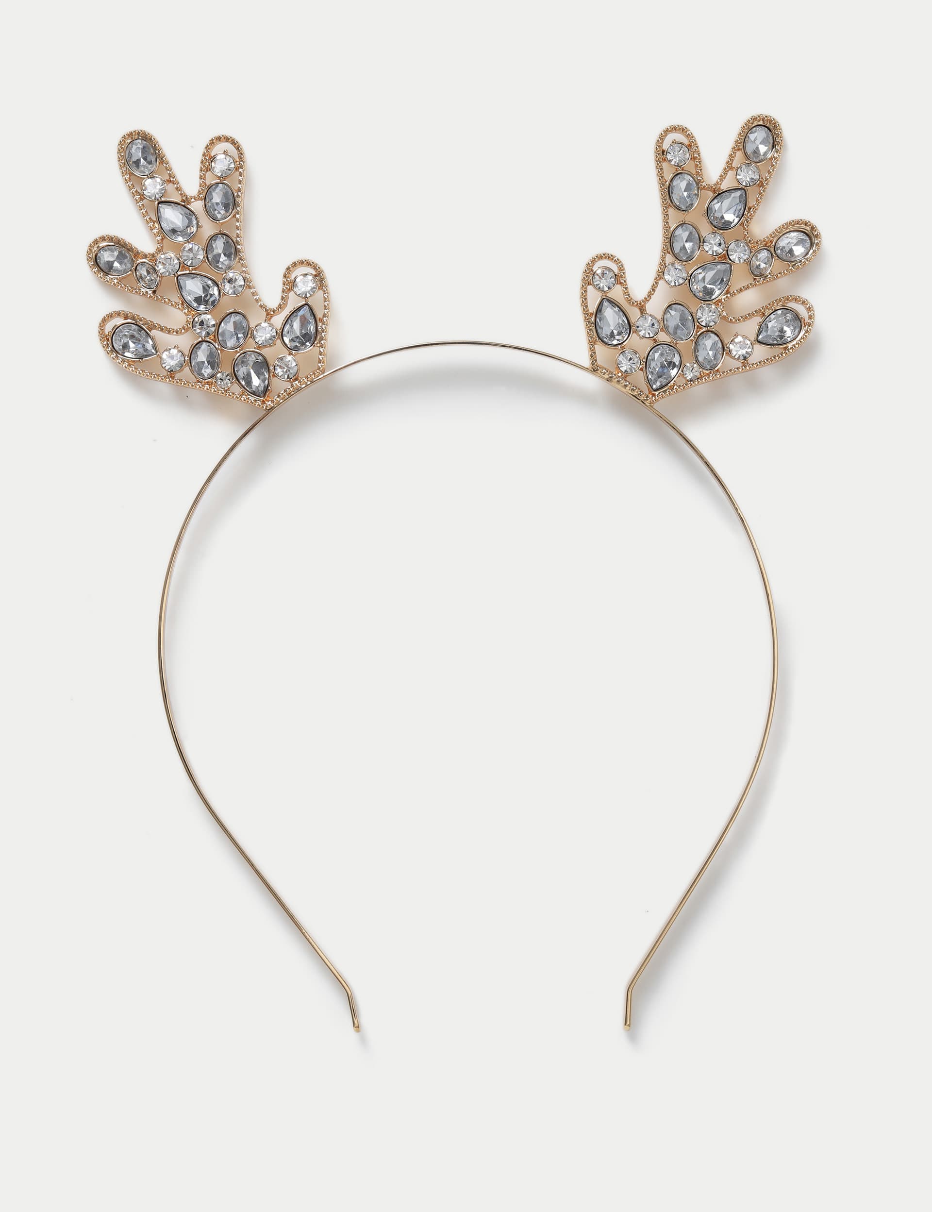 M&S Women's Christmas Rhinestone Detail Antler Headband - Gold, Gold