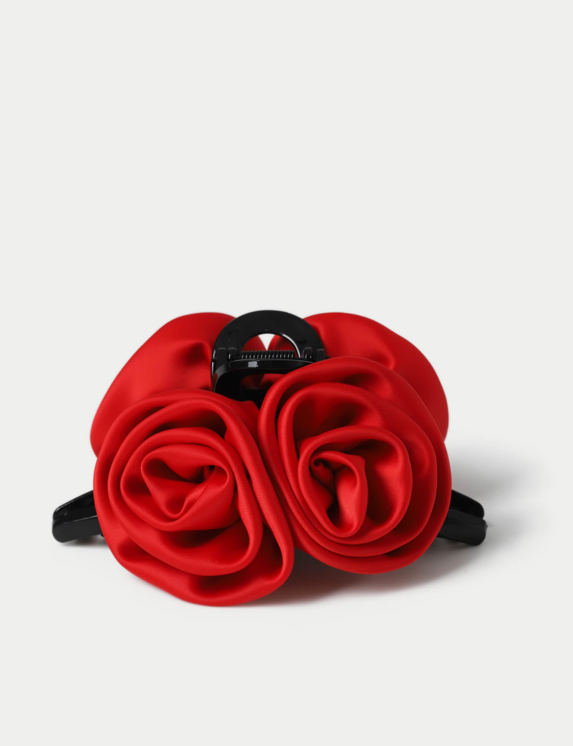 M&S Collection Women's Red Satin Rose Claw Hair Grip, Red