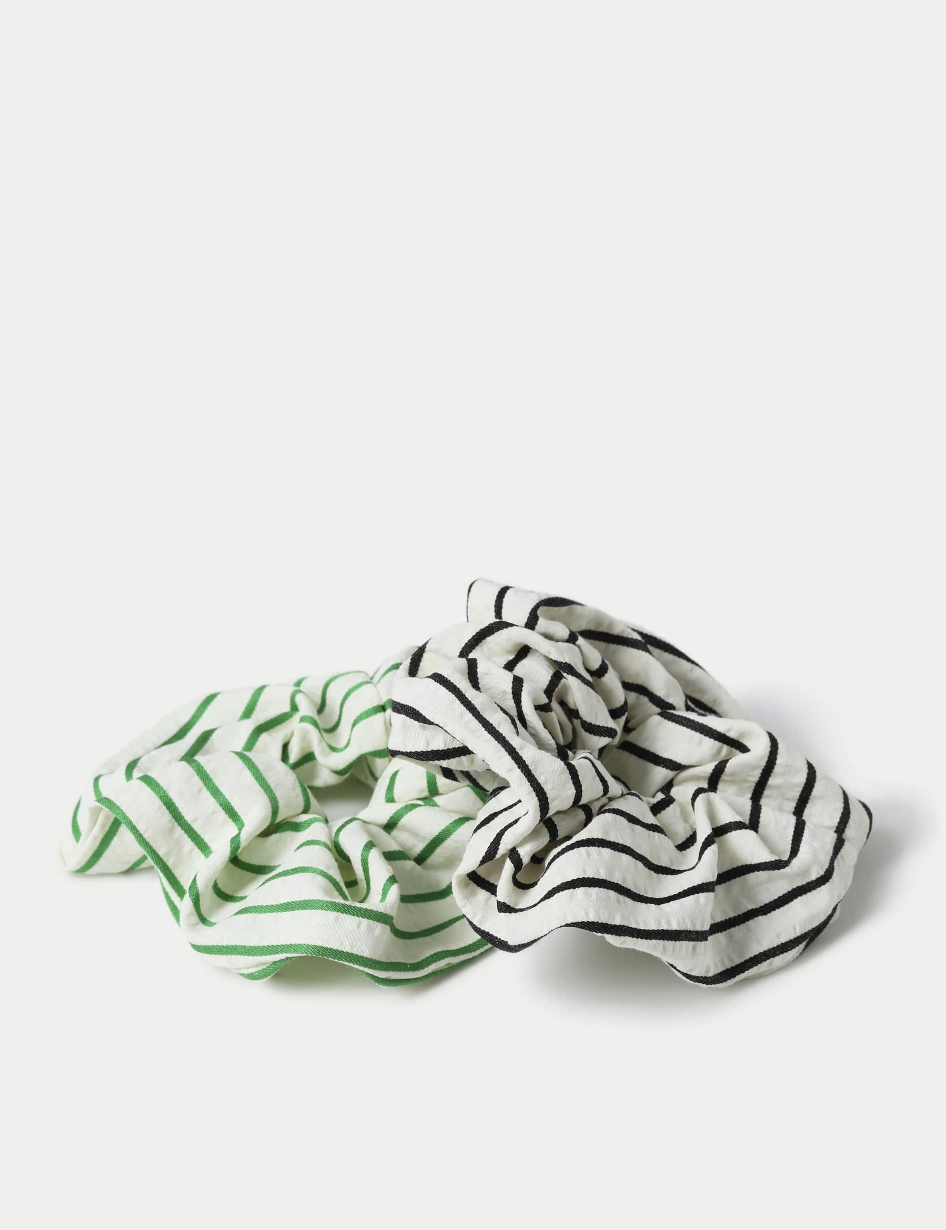 M&S Collection Women's 2 Pack Black and Green Hair Scrunchies - Multi, Multi