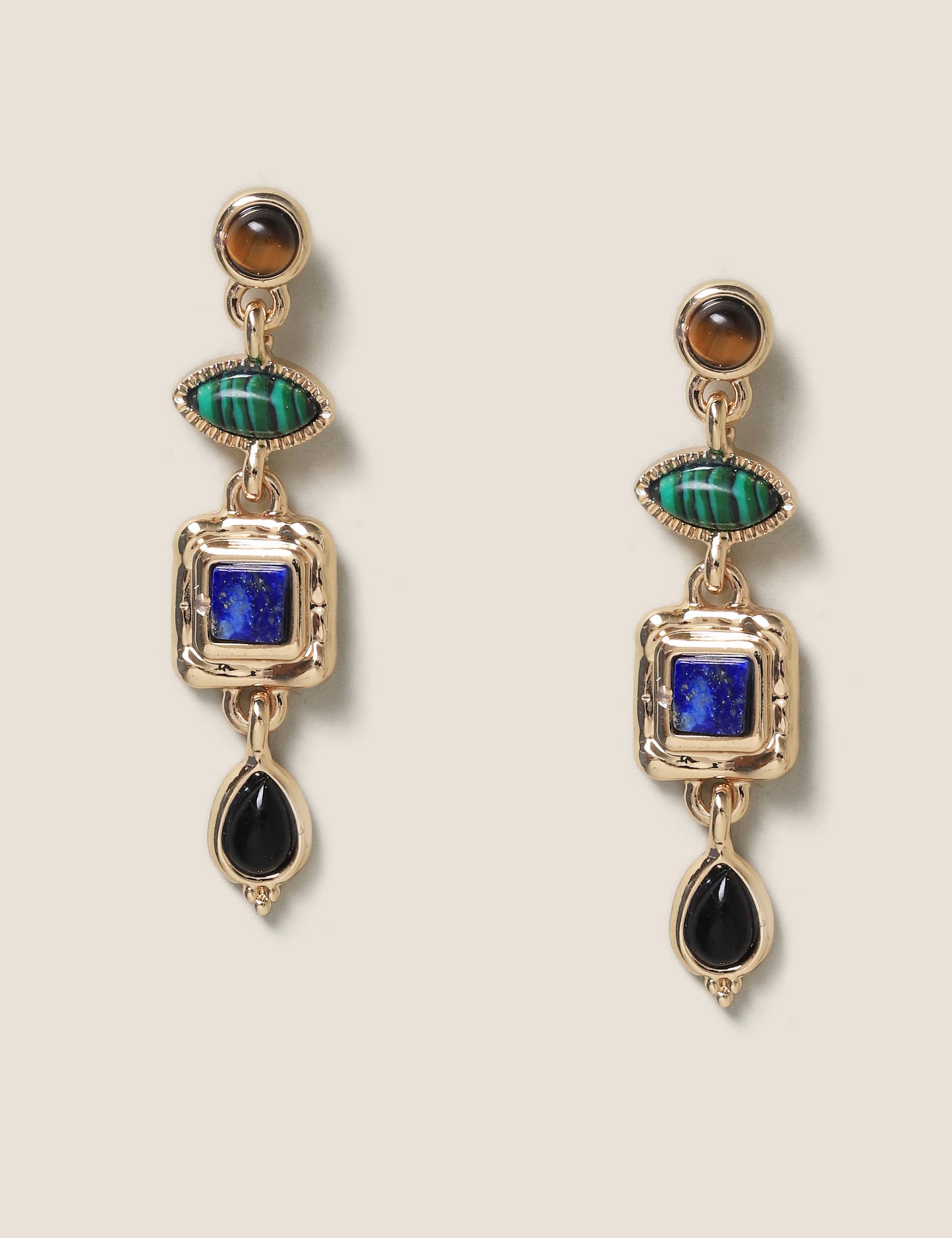 M&S Women's Per Una Semi Precious Multi Drop Earrings