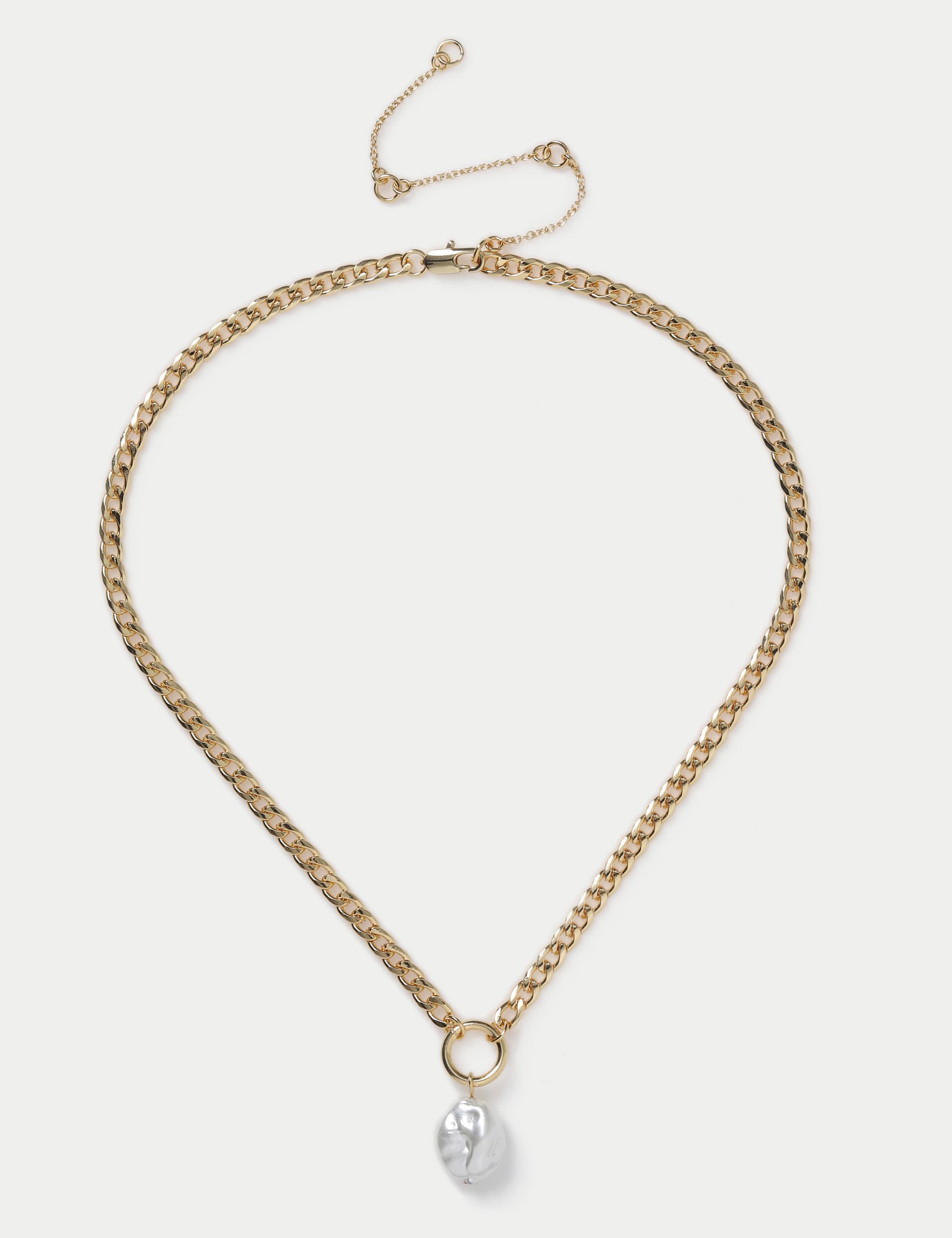 M&S Women's Gold Plated Fresh Water Pearl Chain Necklace, Gold