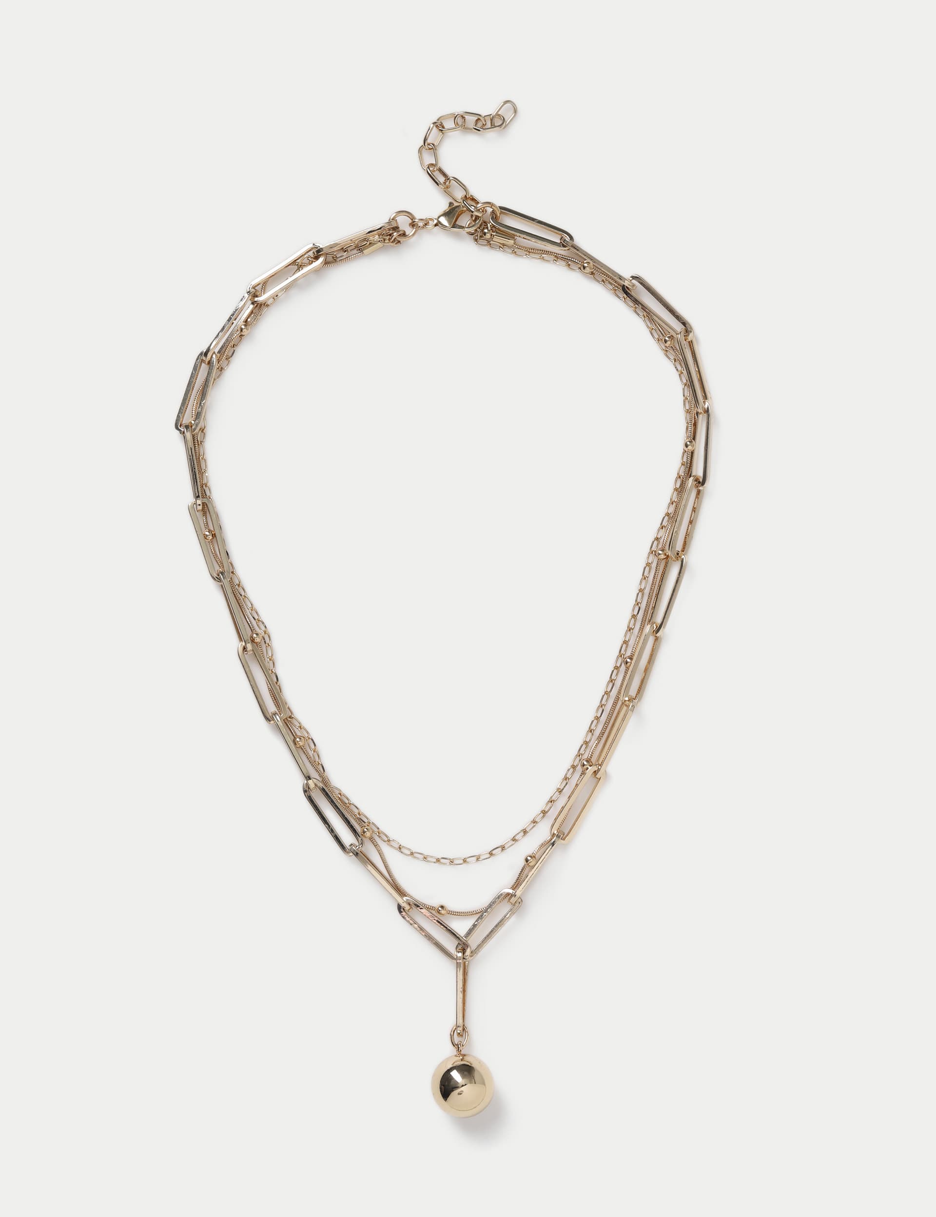 M&S Women's Gold Tone Multi Row Necklace, Gold