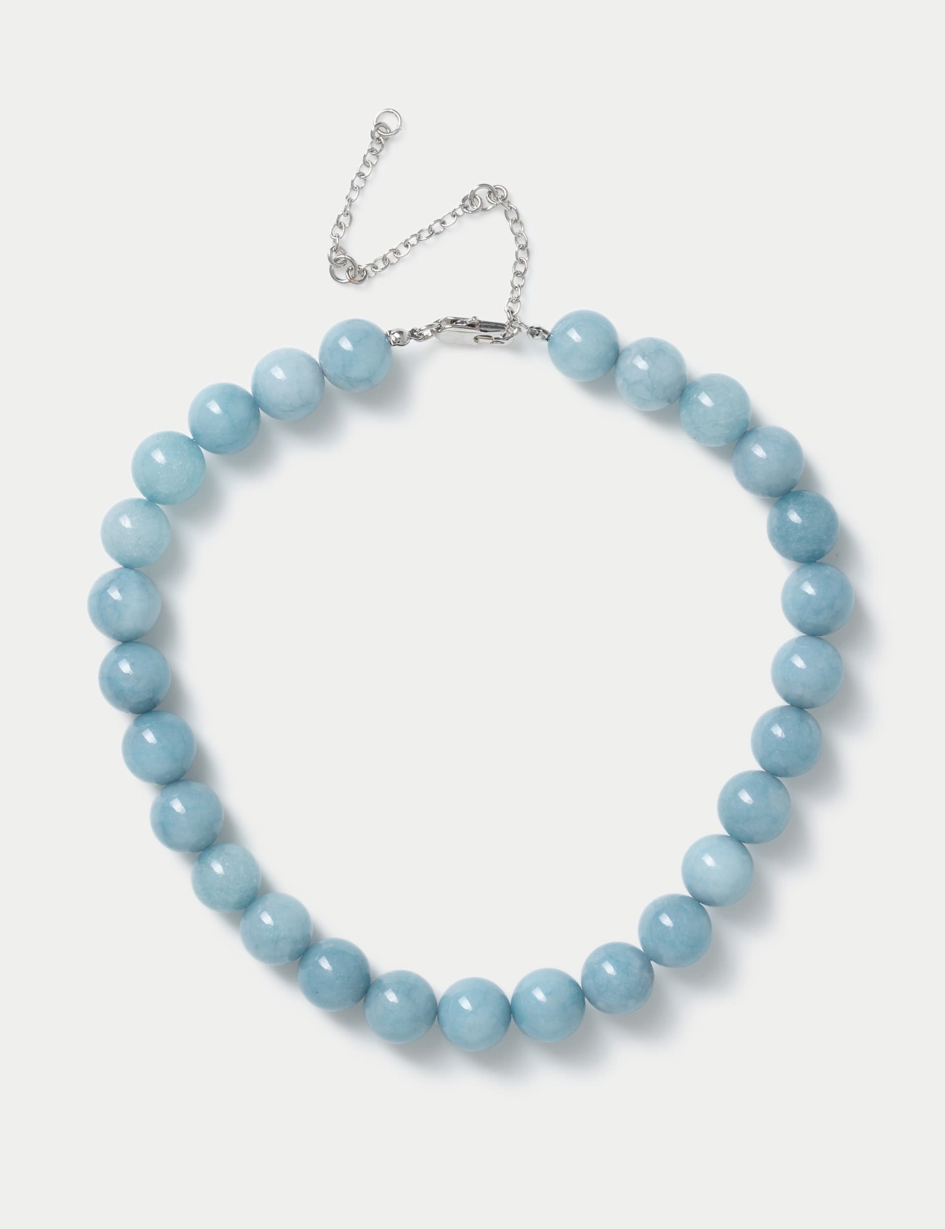 Autograph Women's Real Stone Jade Blue Sphere Necklace, Blue