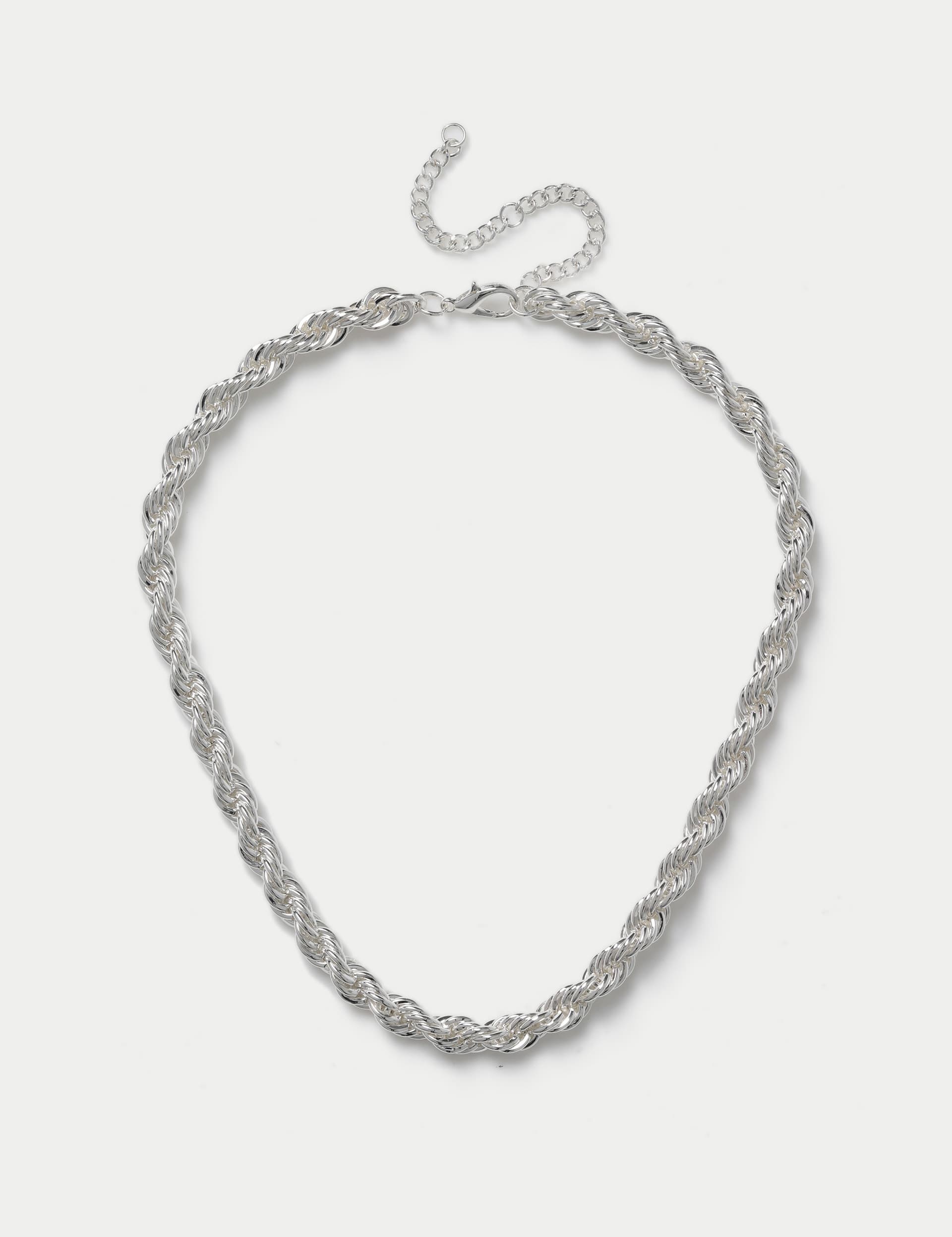 M&S Women's Silver Tone Chunky Twist Rope Chain  Silver