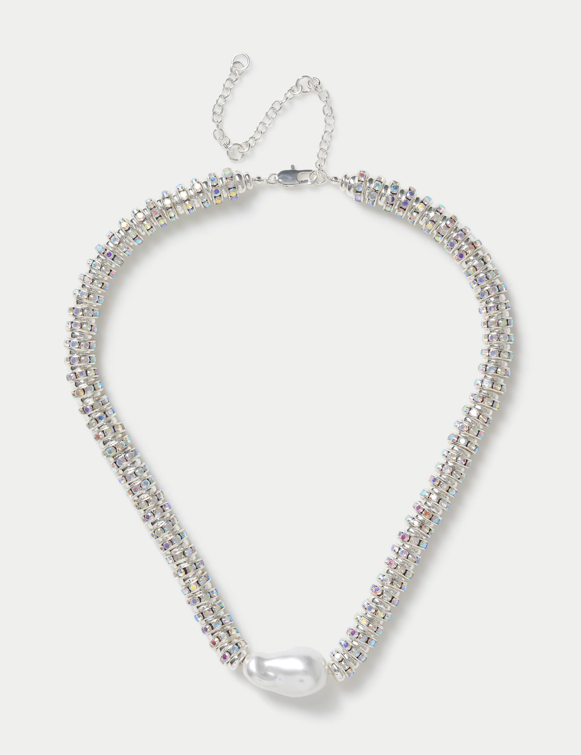 M&S Women's Pearl And Crystal Chain Necklace