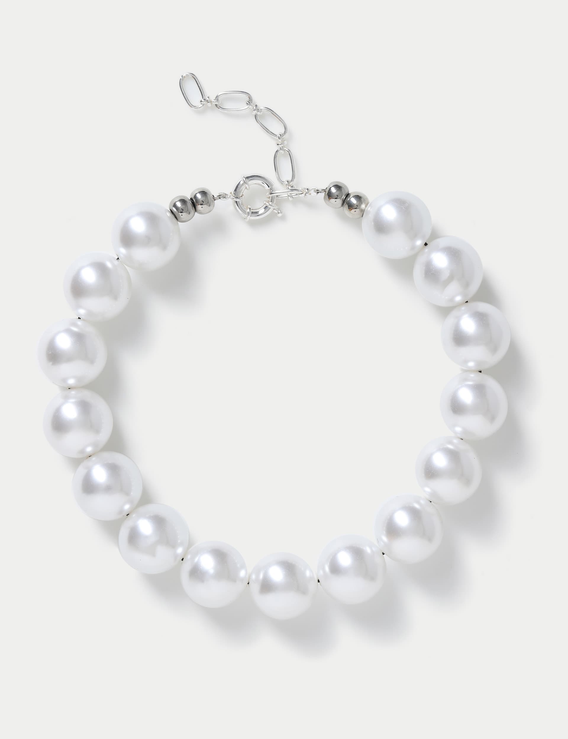 M&S Women's Pearl Oversized Ball Necklace - White, White