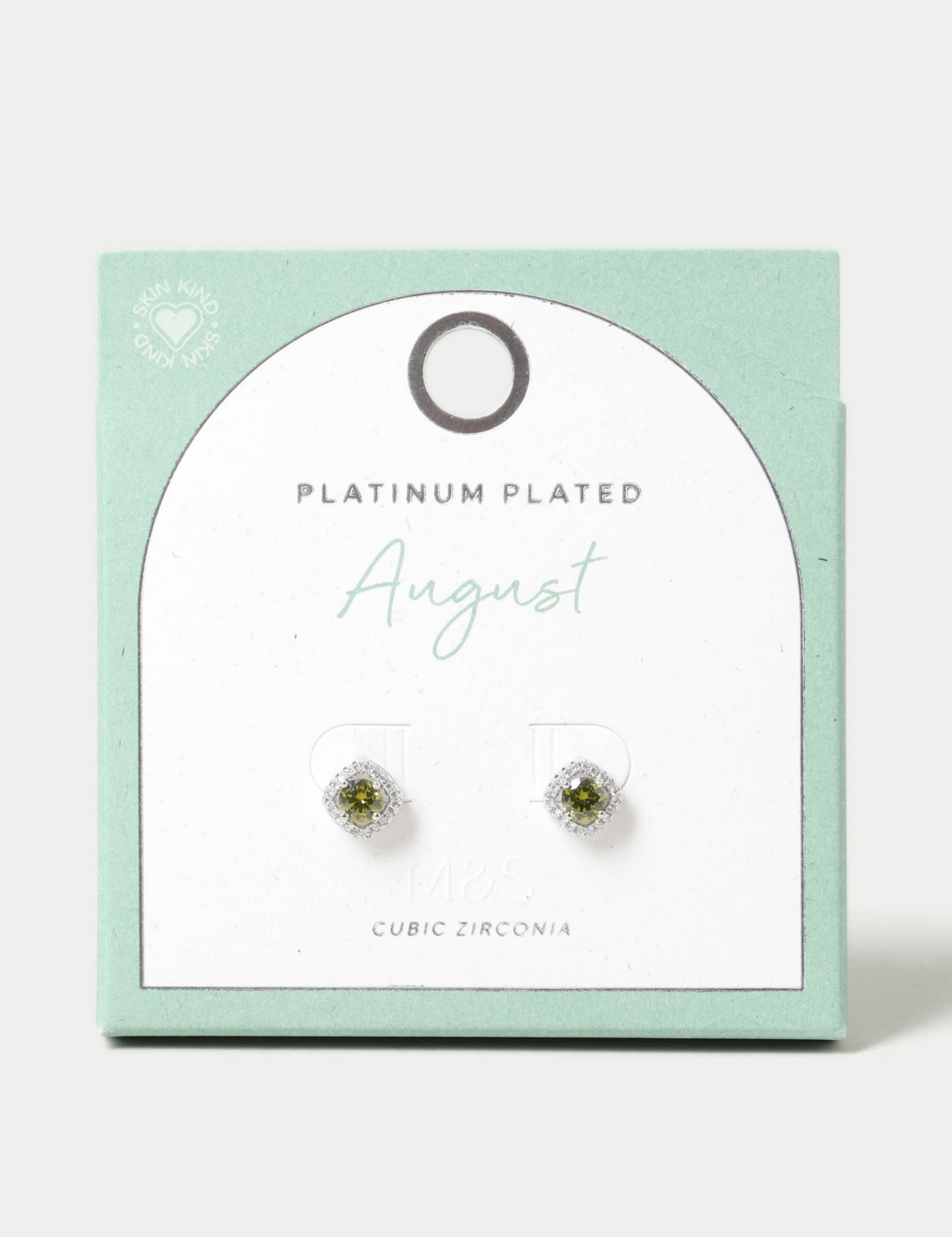 M&S Women's Platinum Plated Cubic Zirconia August Birthstone Stud Earring