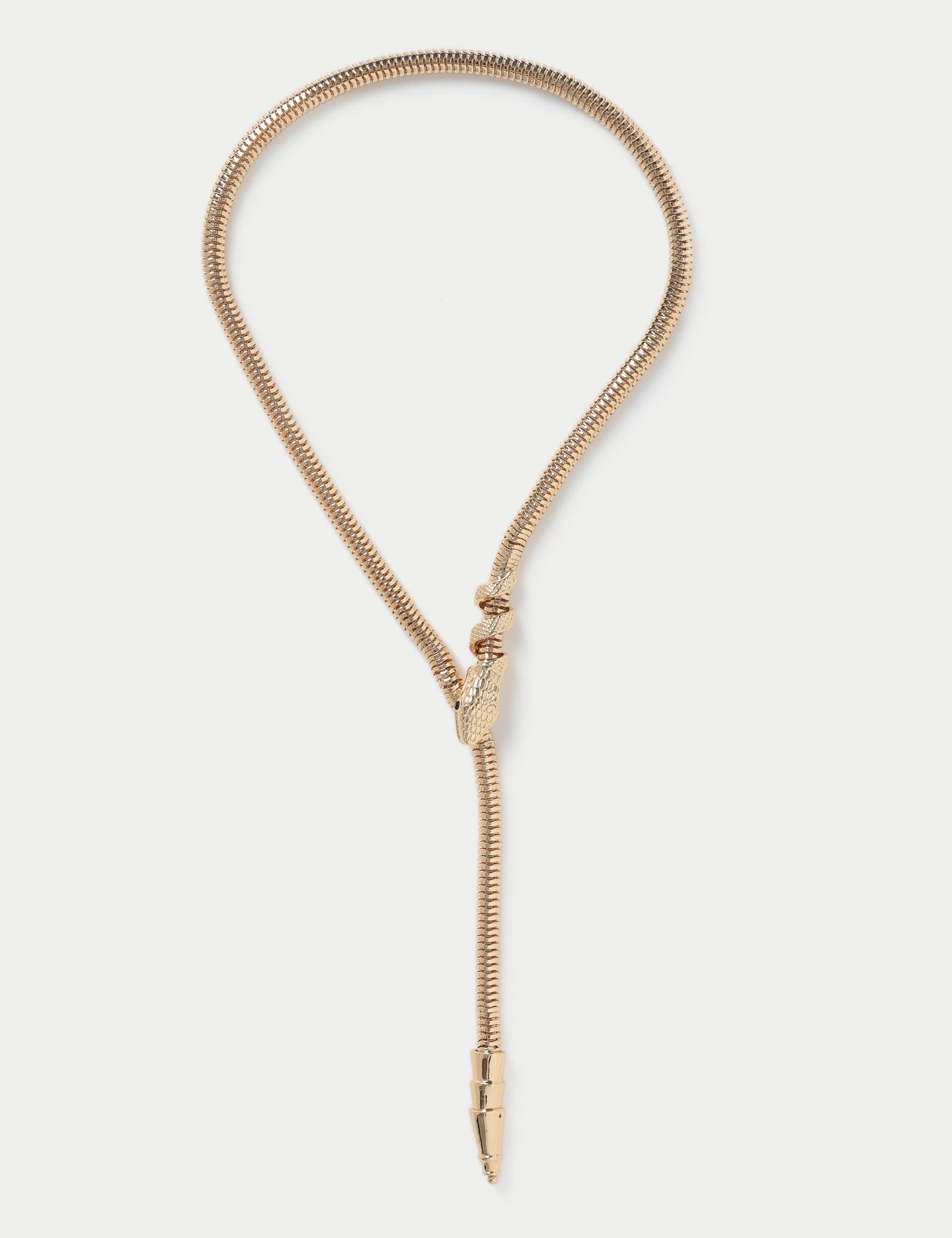 M&S Women's Gold Tone Snake Long Necklace, Gold