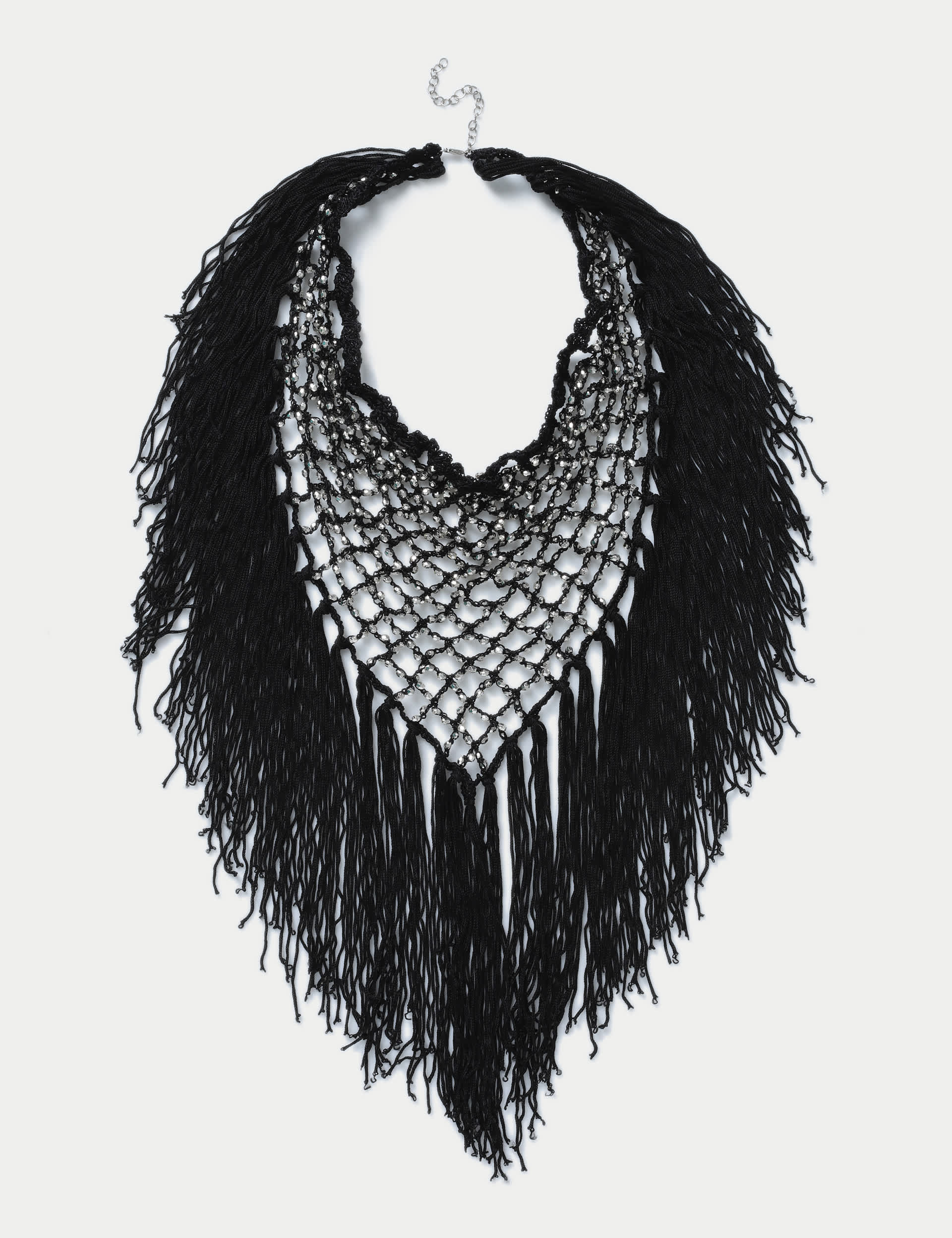 M&S Women's Black Fringe Scarf, Black